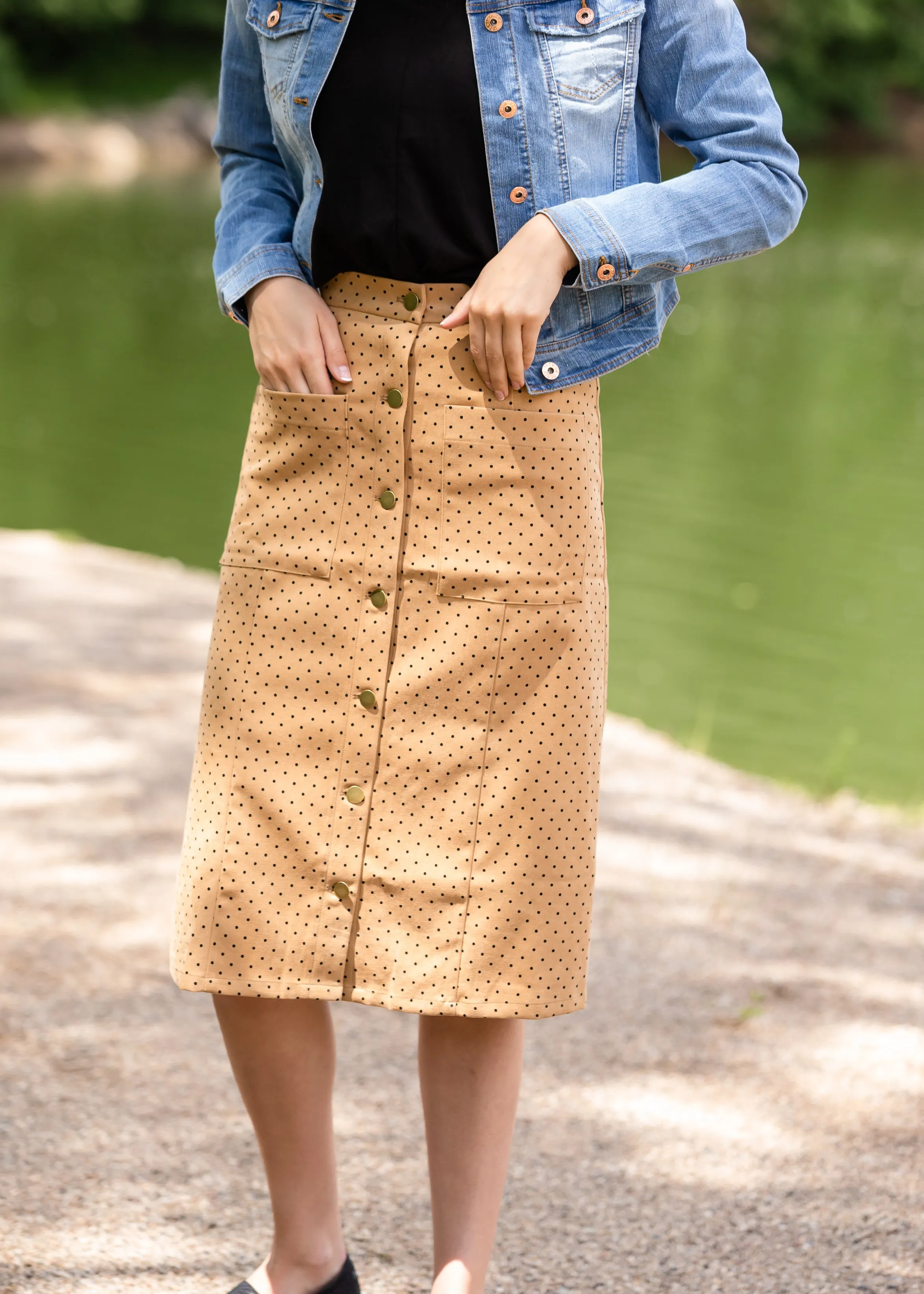 Polka Dot Button Up Midi Skirt - FINAL SALE