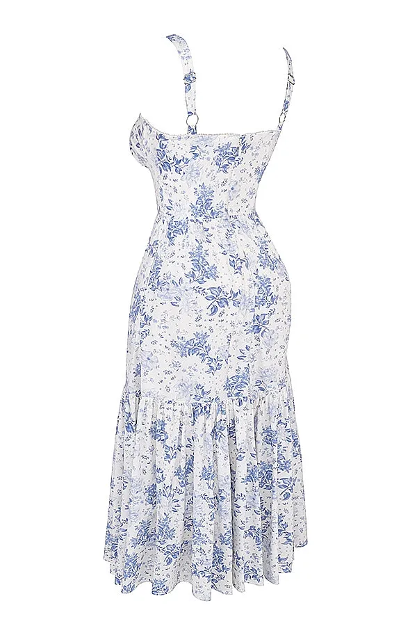 Raphaelle Blue Print Midi Sundress