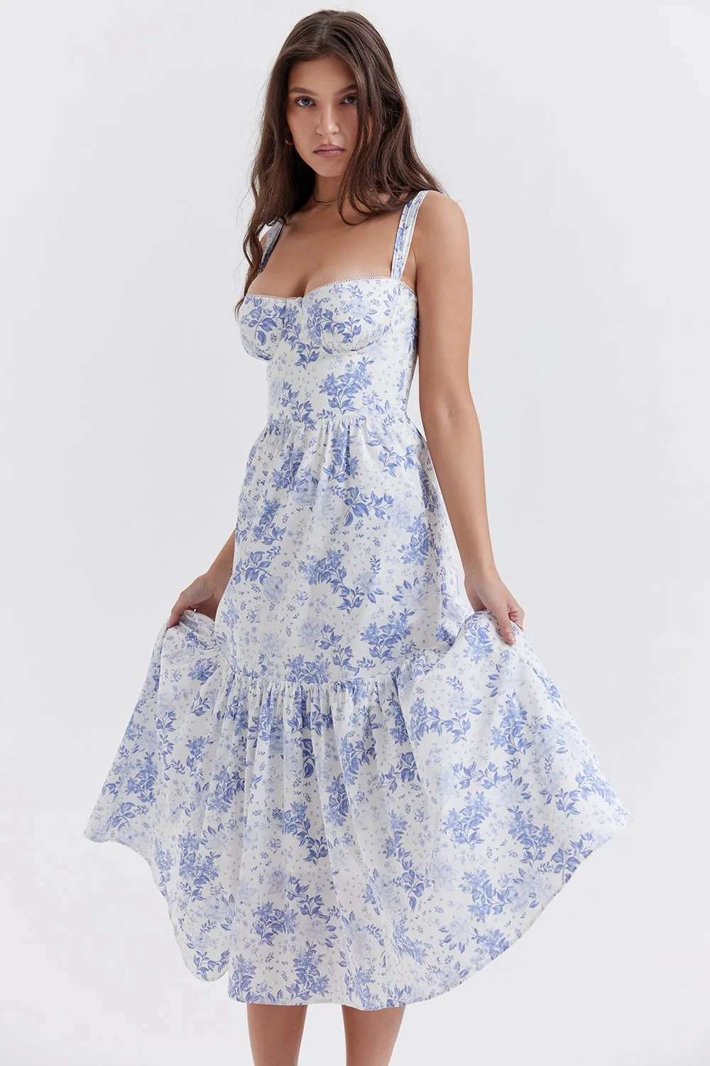 Raphaelle Blue Print Midi Sundress