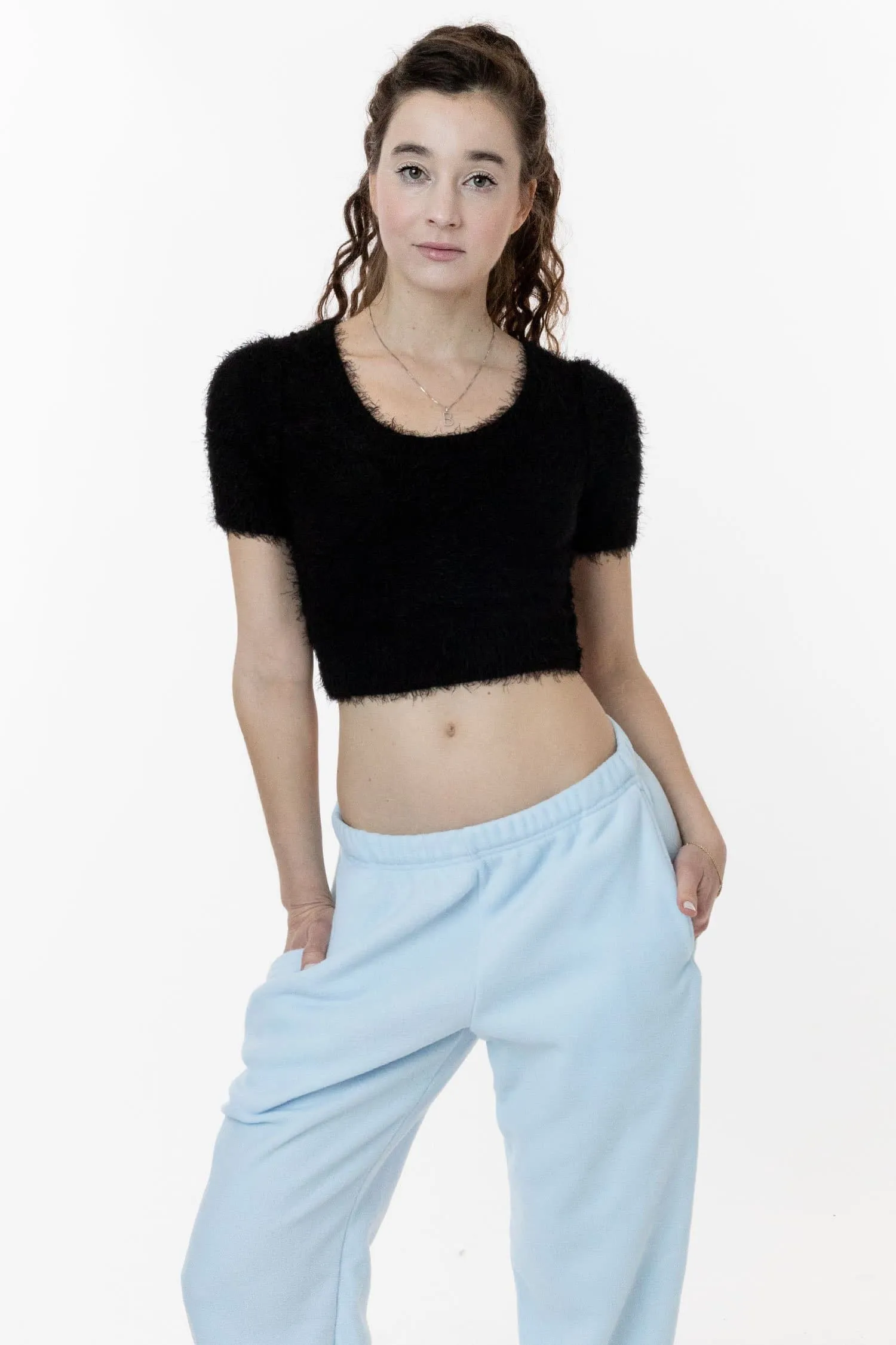 RFK4980 - Short Sleeve Fuzzy Sweater