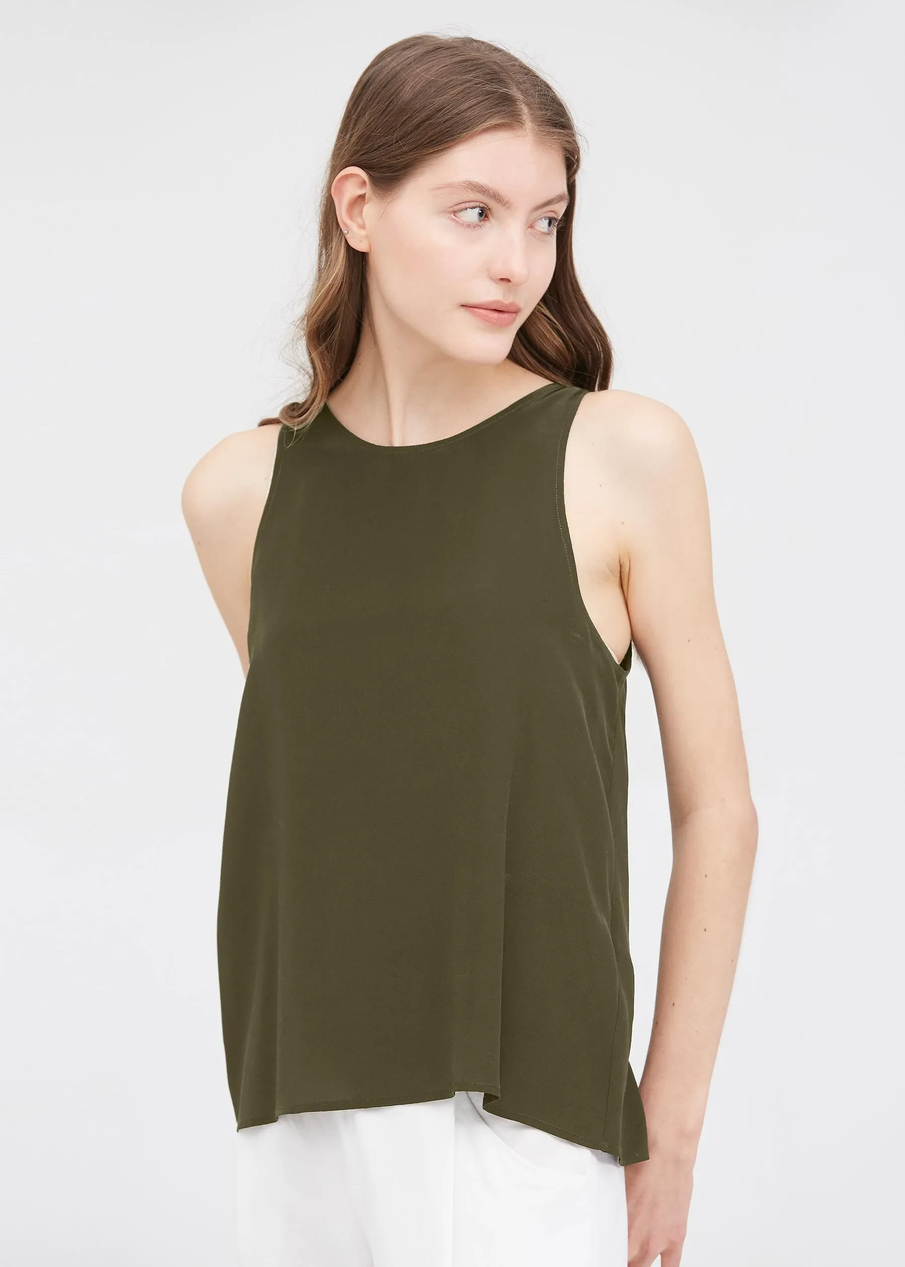 Round Neck Sleeveless Silk Camisole