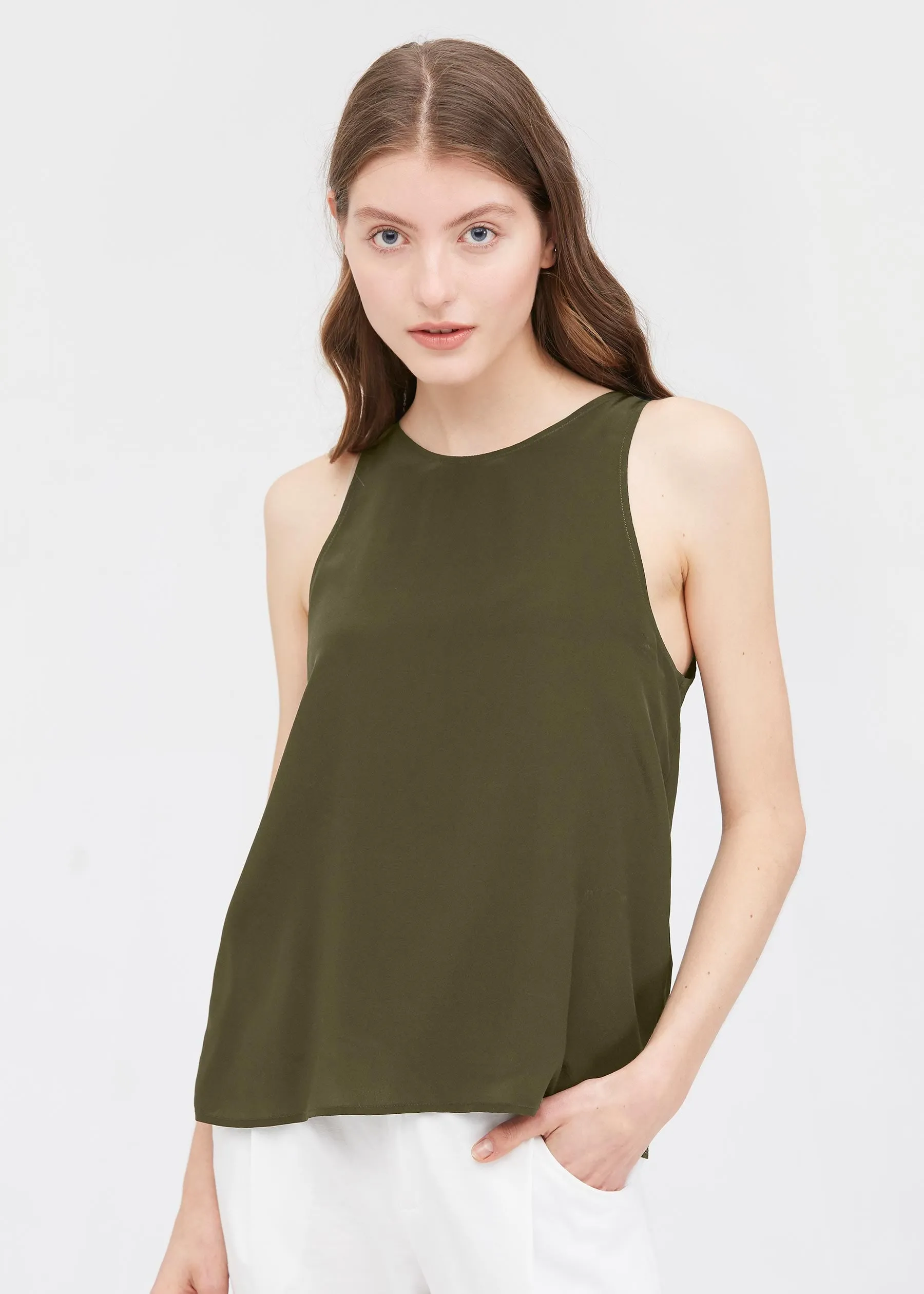 Round Neck Sleeveless Silk Camisole