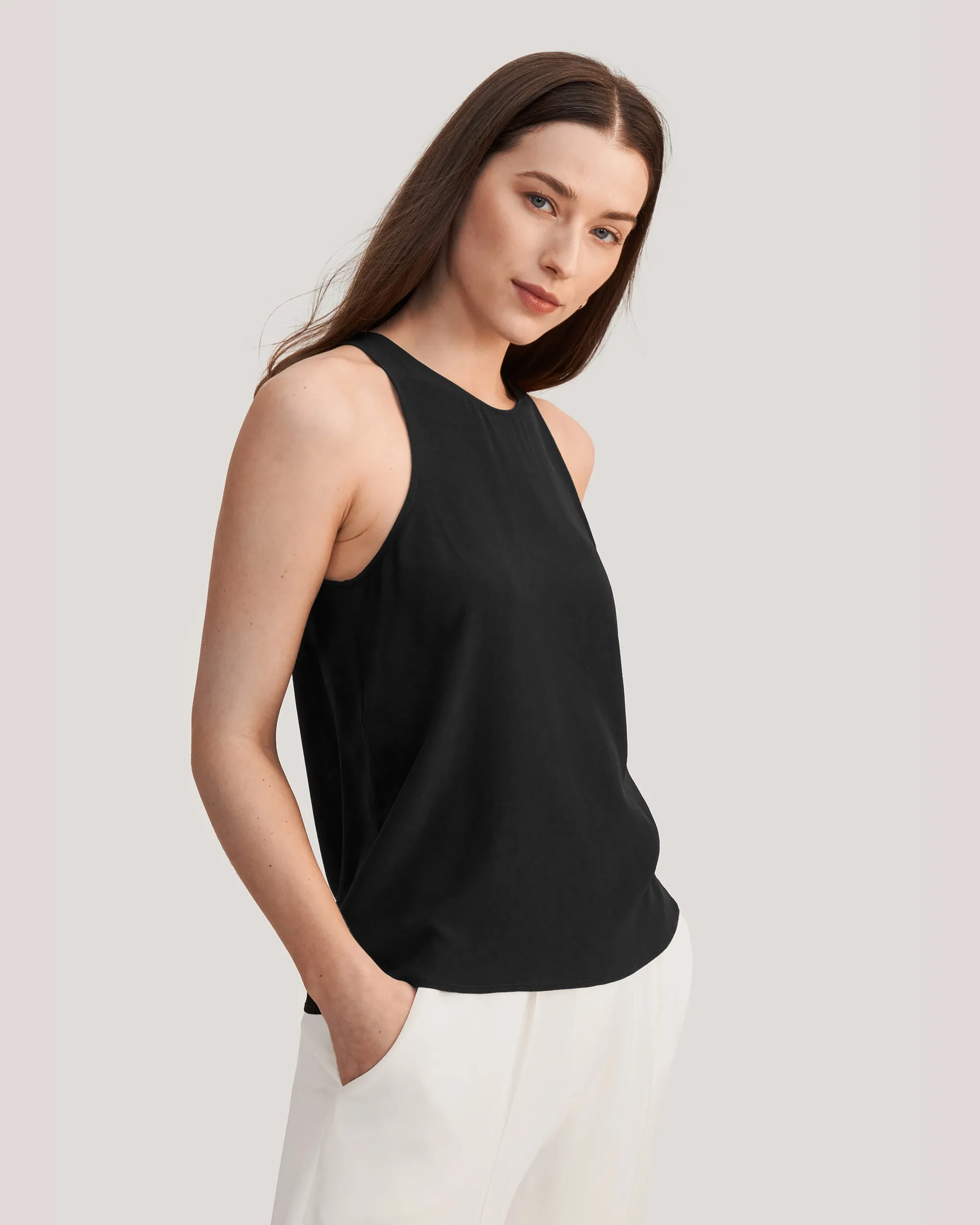 Round Neck Sleeveless Silk Camisole