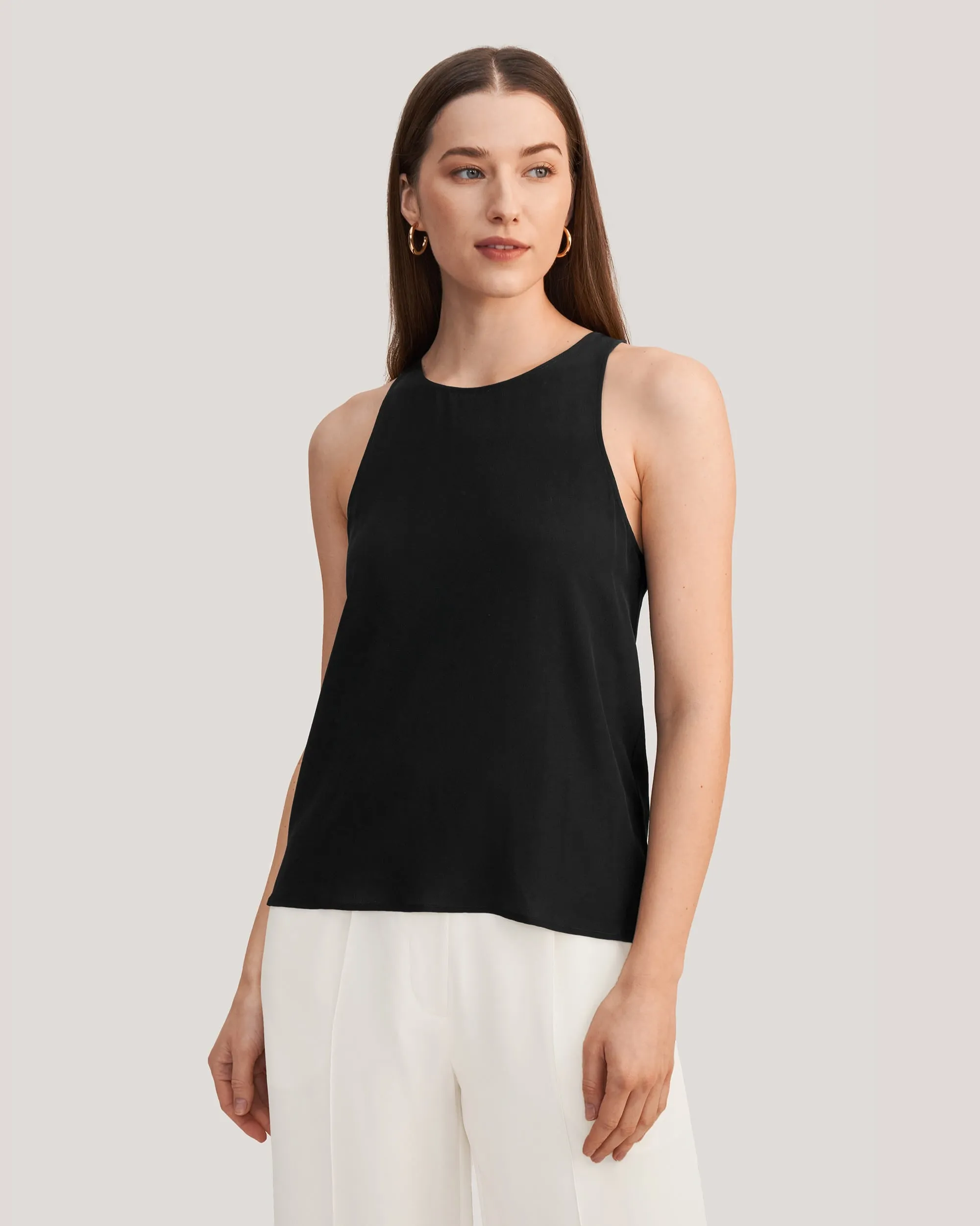 Round Neck Sleeveless Silk Camisole