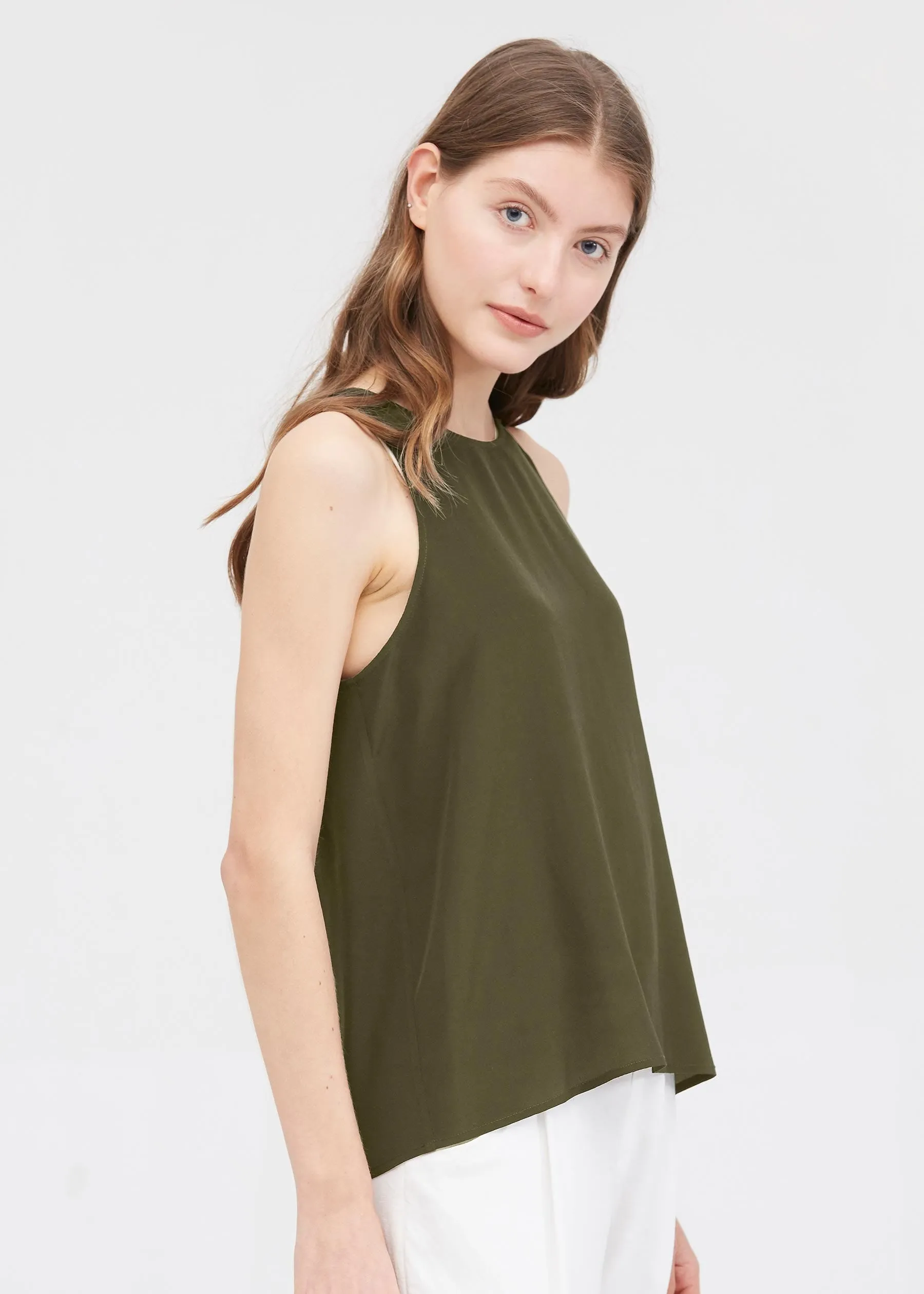 Round Neck Sleeveless Silk Camisole