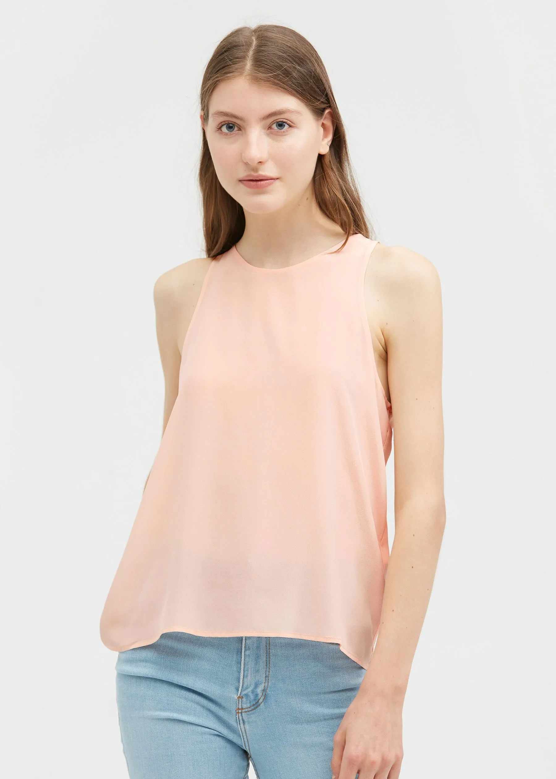 Round Neck Sleeveless Silk Camisole