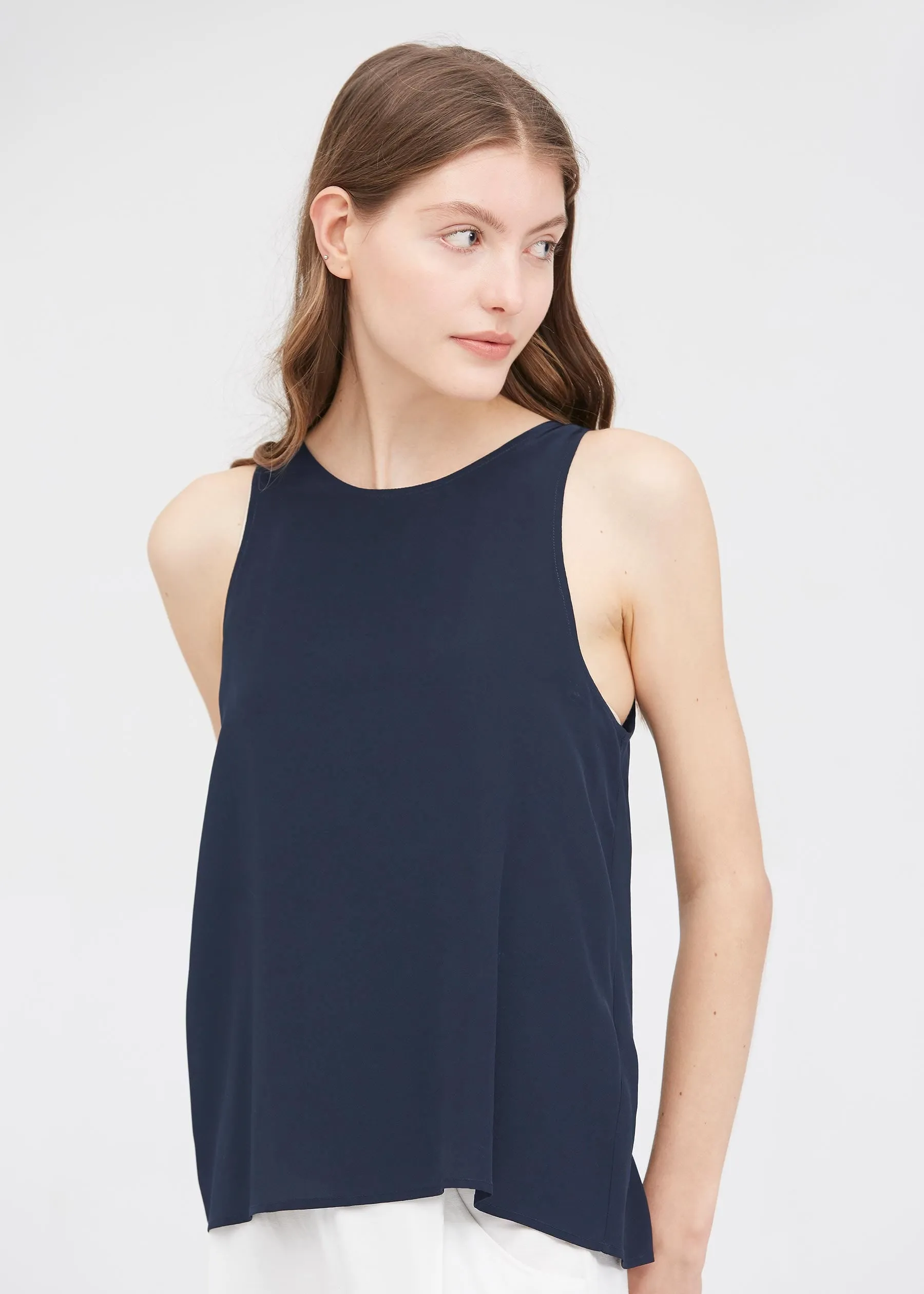 Round Neck Sleeveless Silk Camisole