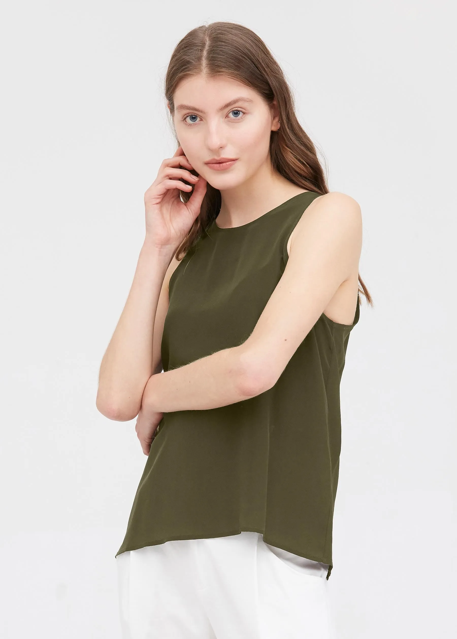 Round Neck Sleeveless Silk Camisole