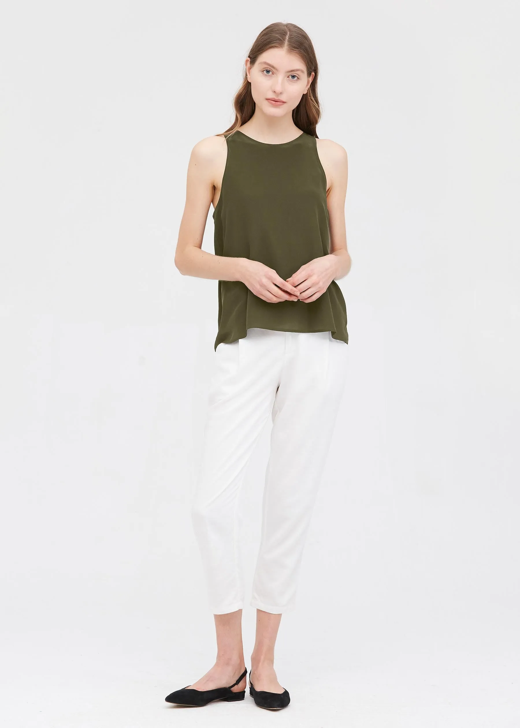 Round Neck Sleeveless Silk Camisole