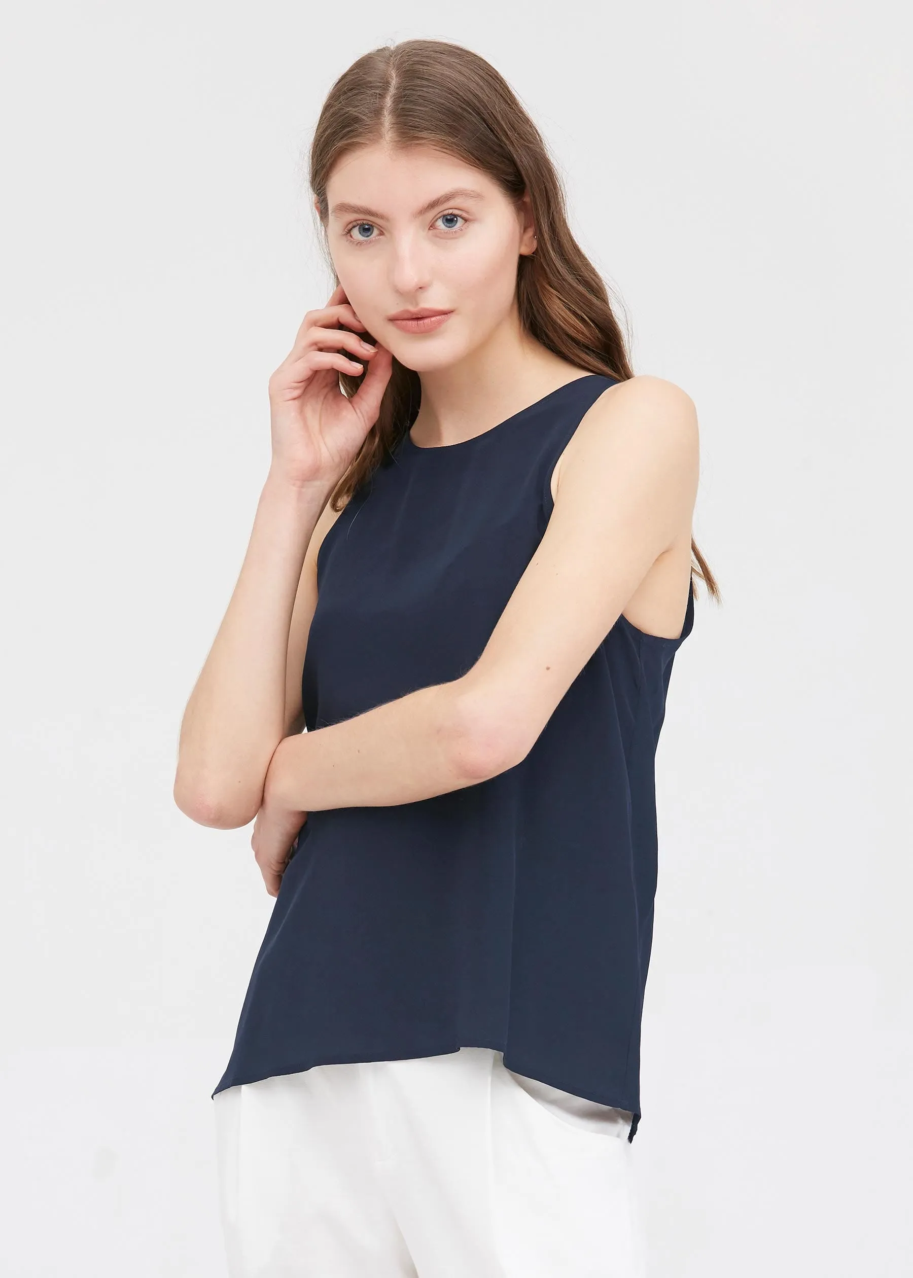 Round Neck Sleeveless Silk Camisole