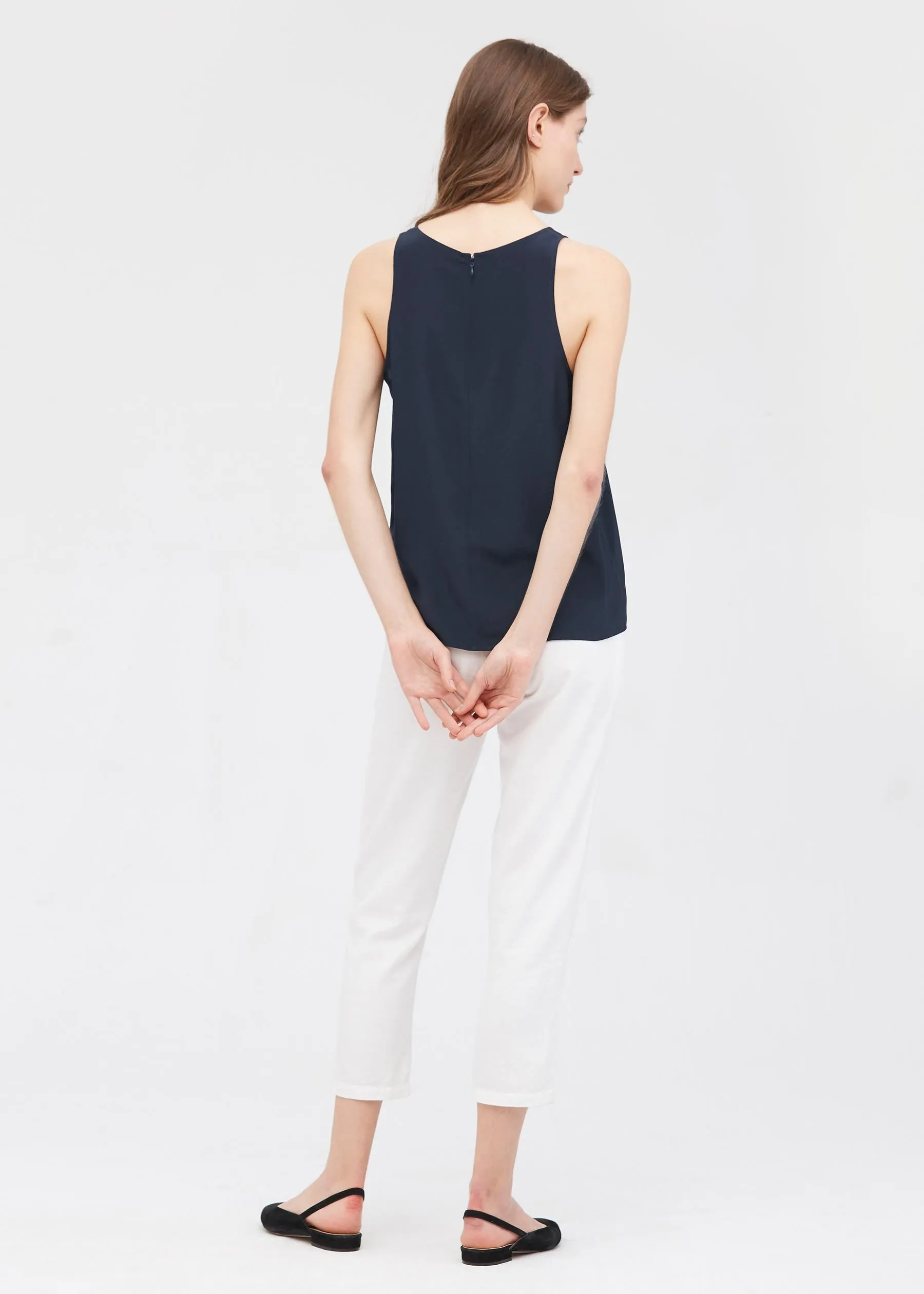 Round Neck Sleeveless Silk Camisole