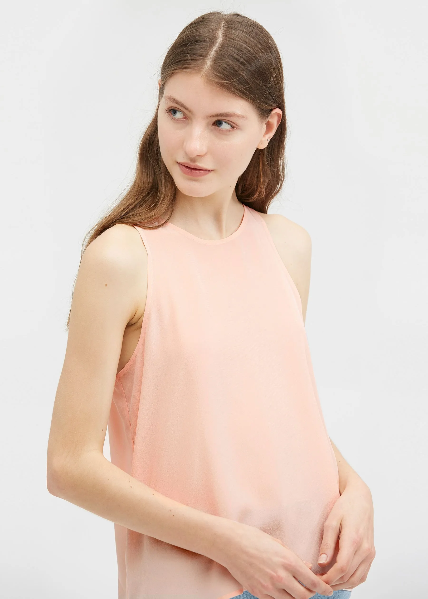 Round Neck Sleeveless Silk Camisole