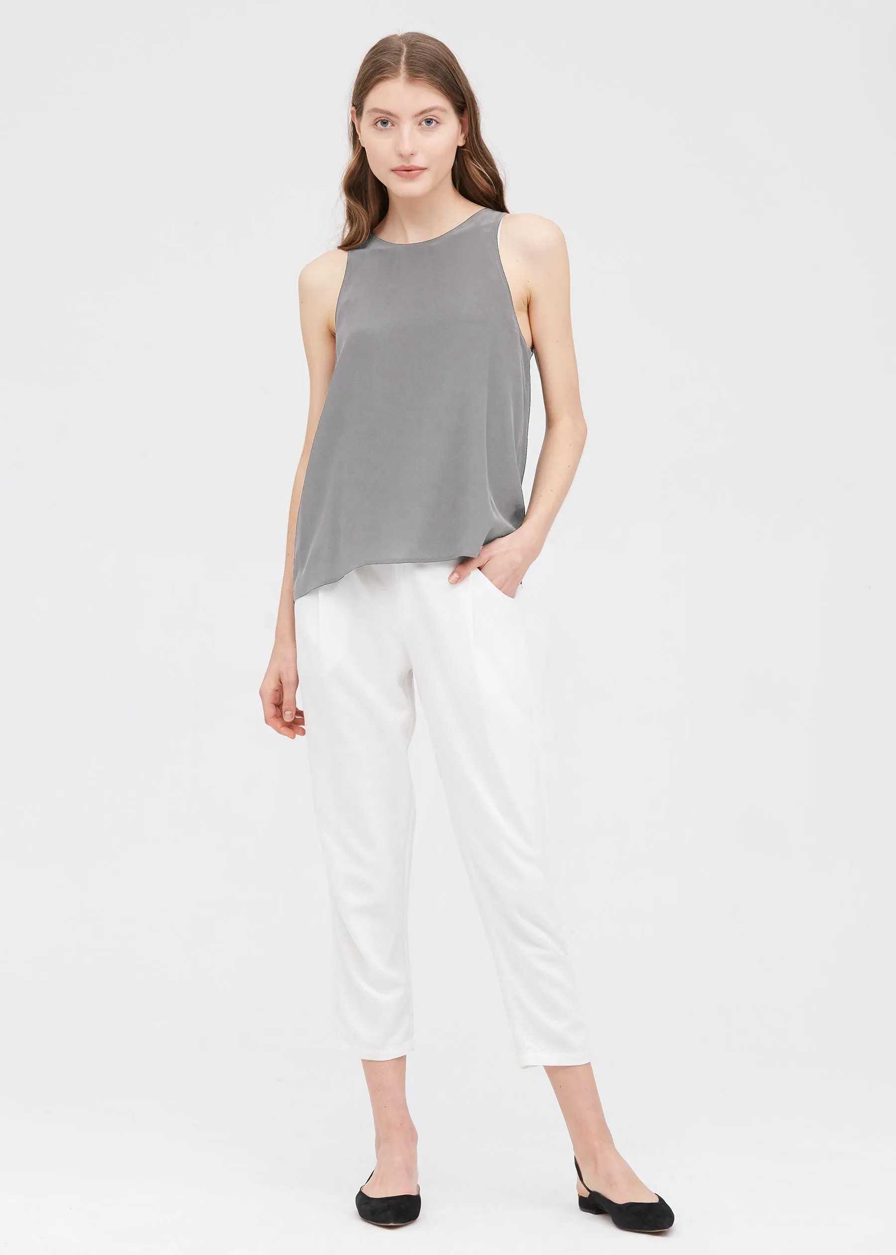 Round Neck Sleeveless Silk Camisole