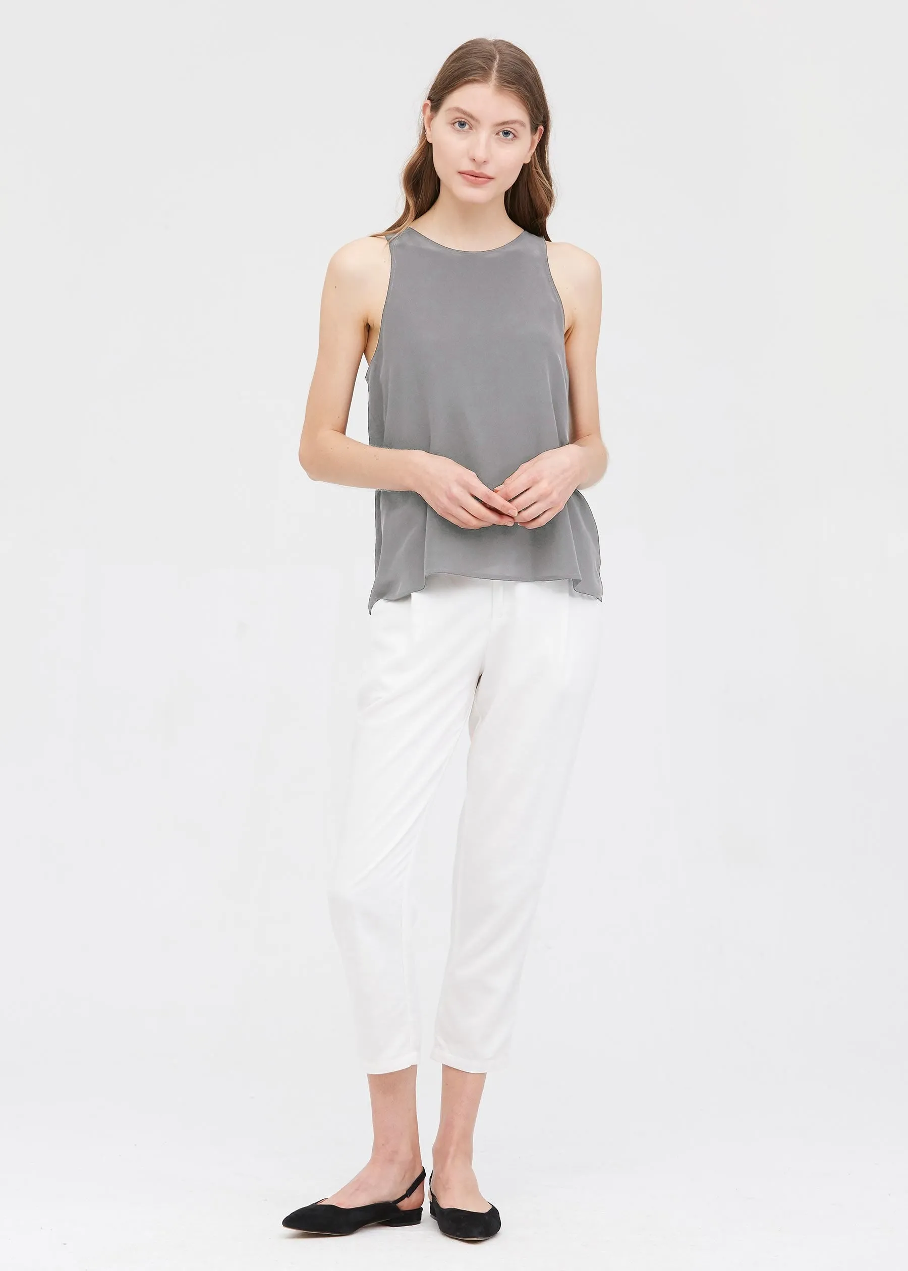 Round Neck Sleeveless Silk Camisole