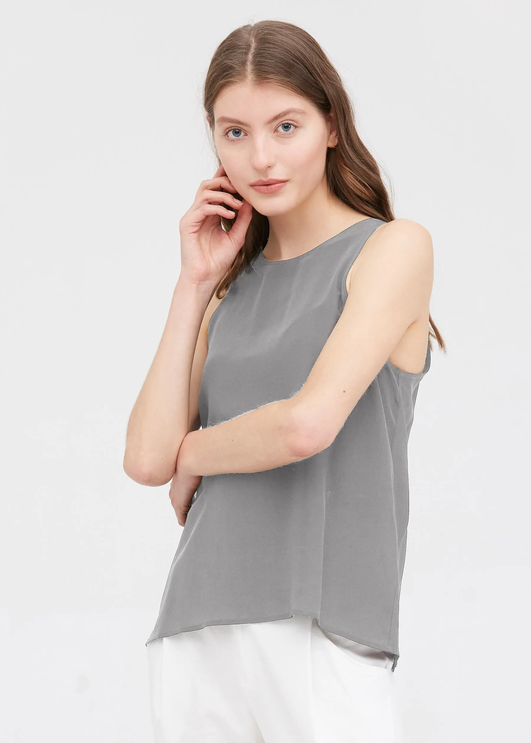 Round Neck Sleeveless Silk Camisole