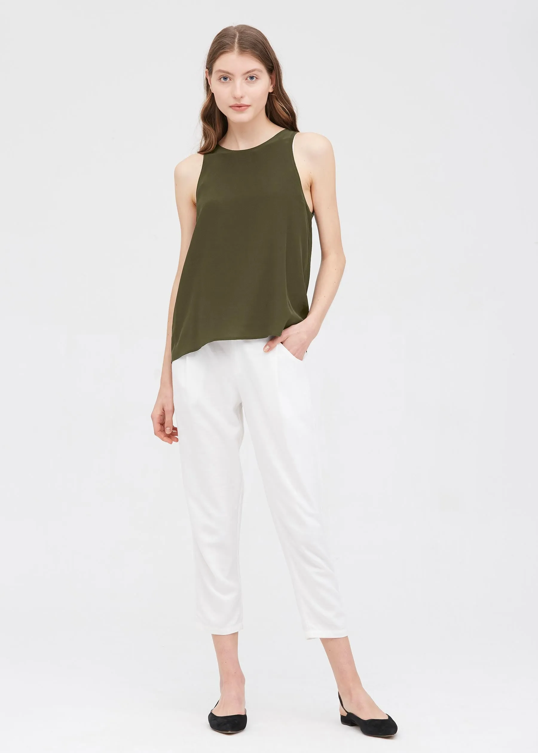 Round Neck Sleeveless Silk Camisole