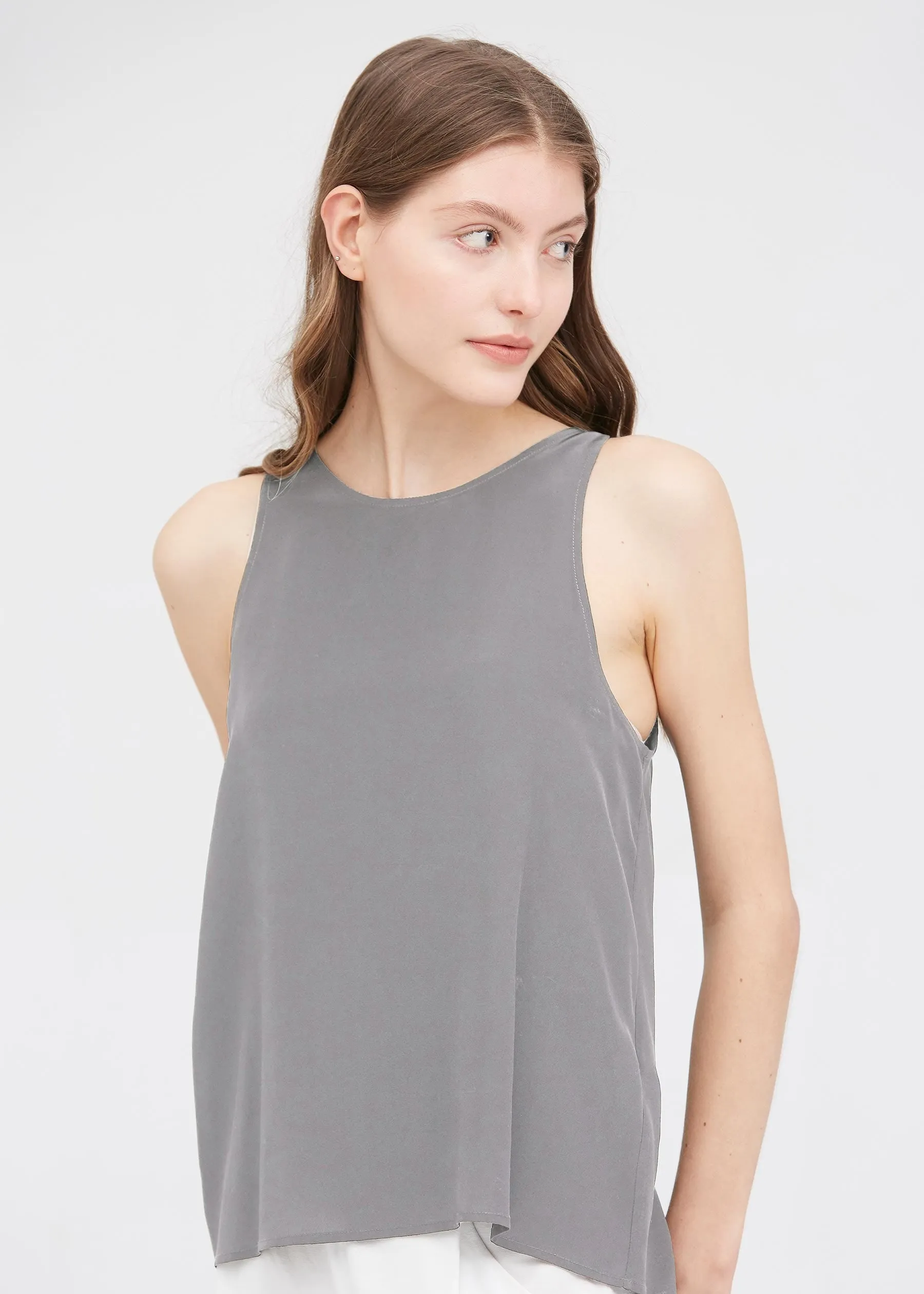 Round Neck Sleeveless Silk Camisole