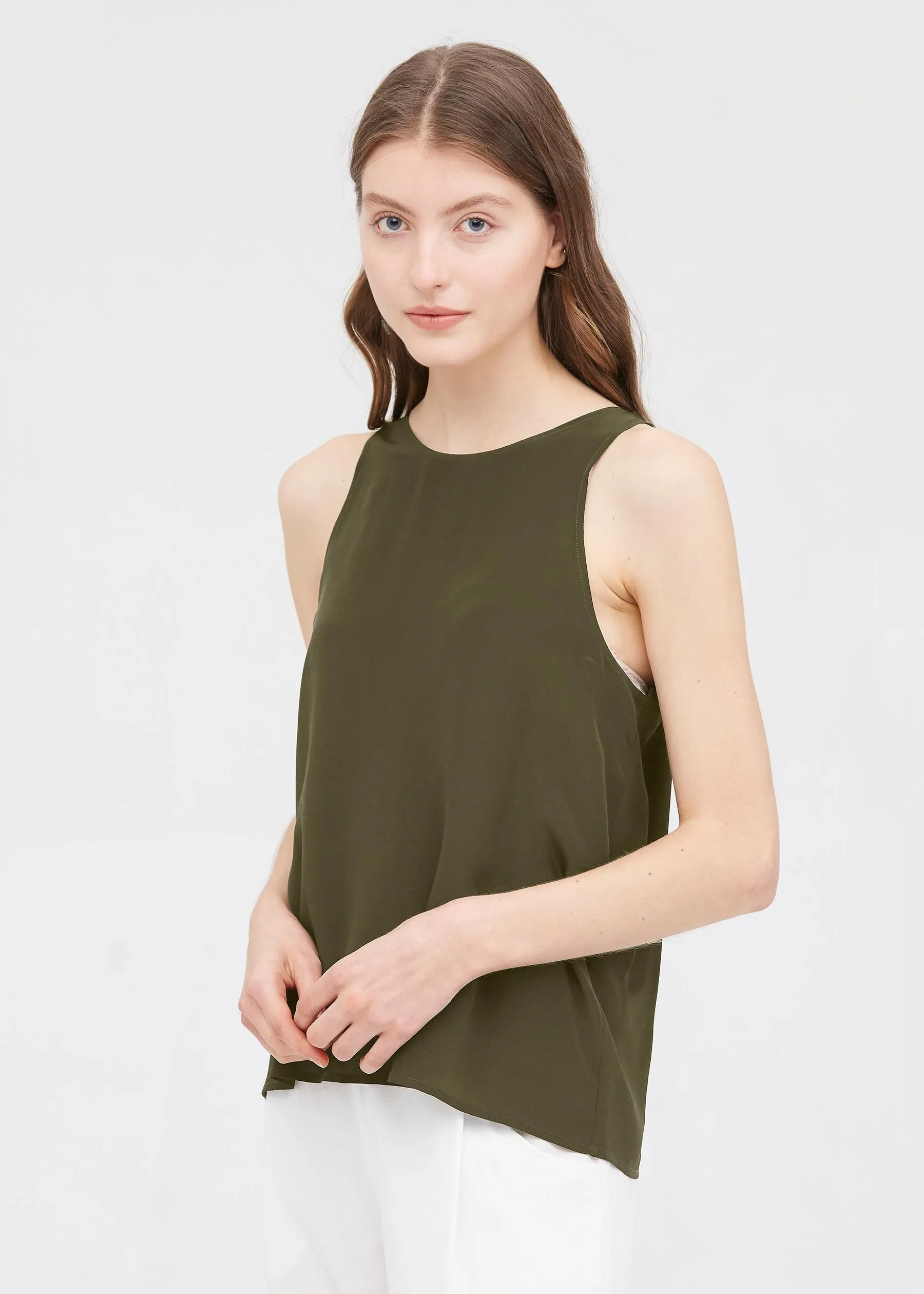 Round Neck Sleeveless Silk Camisole