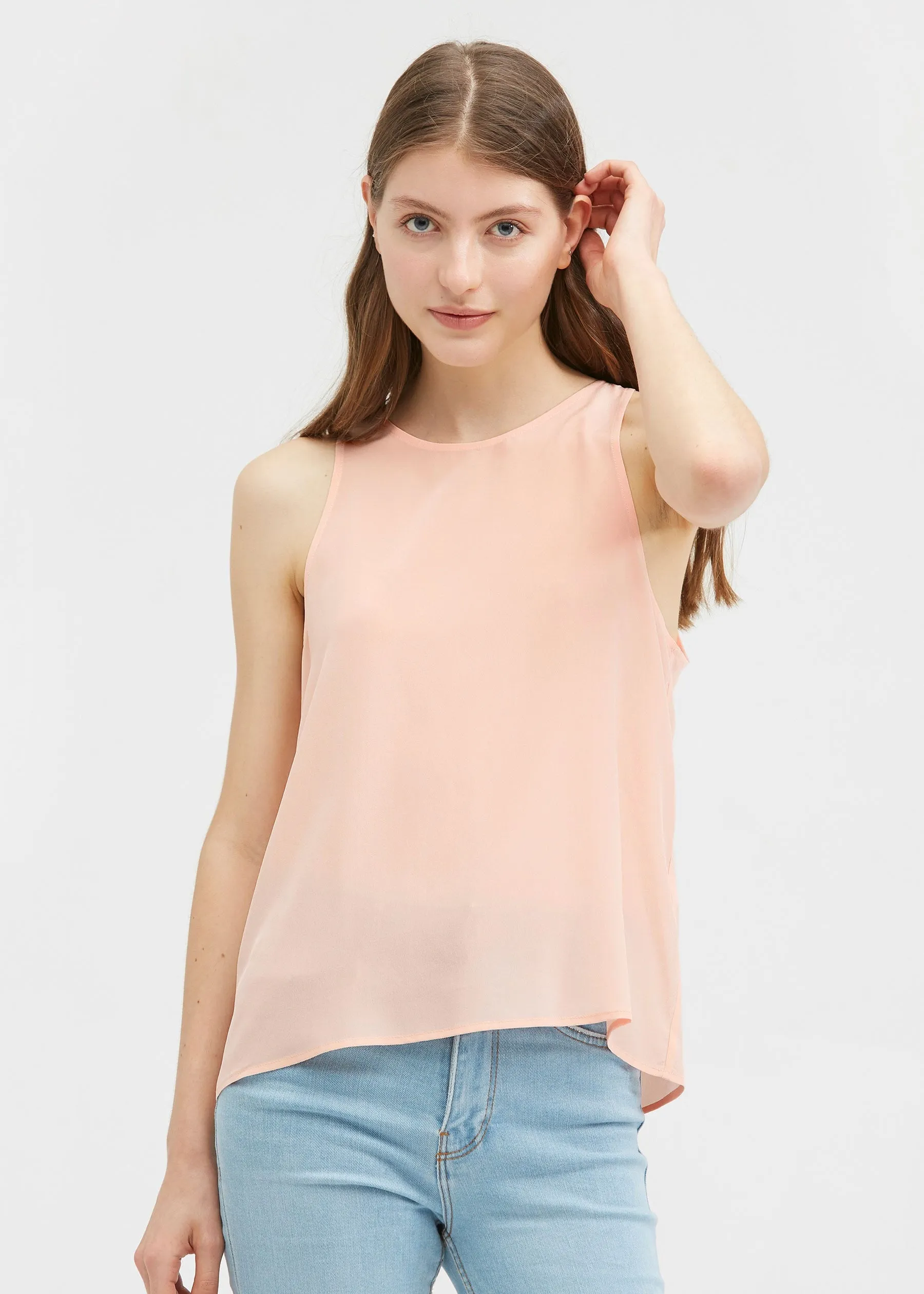 Round Neck Sleeveless Silk Camisole