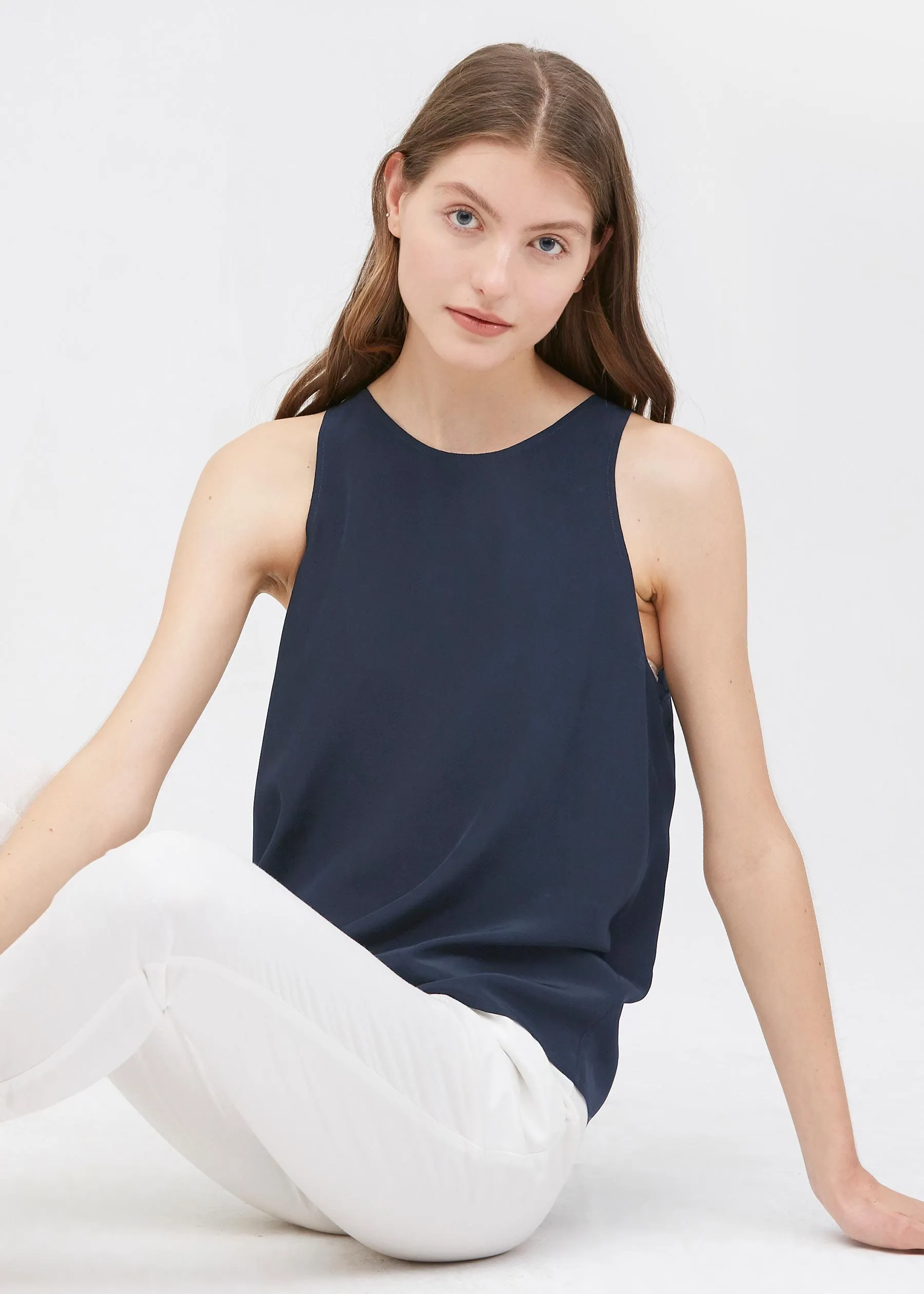 Round Neck Sleeveless Silk Camisole