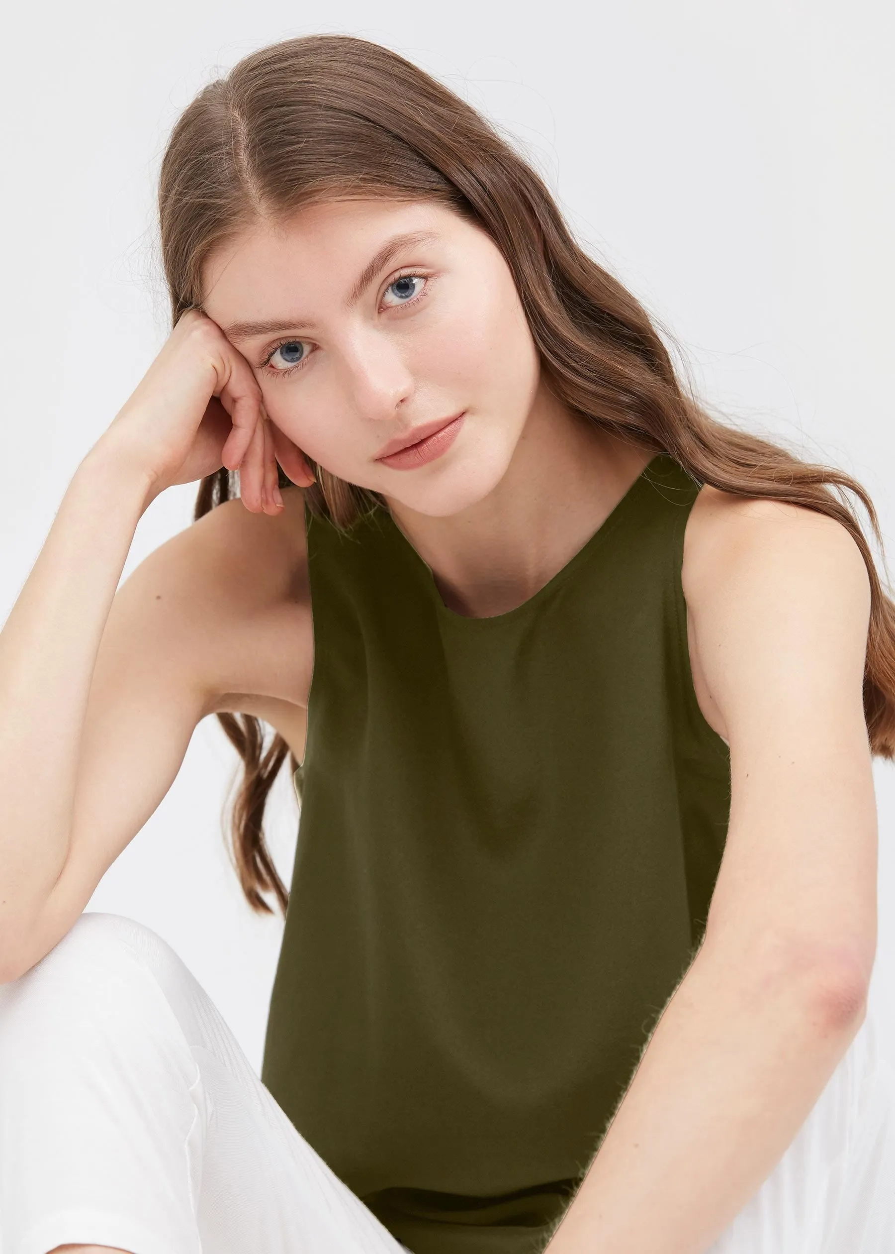 Round Neck Sleeveless Silk Camisole