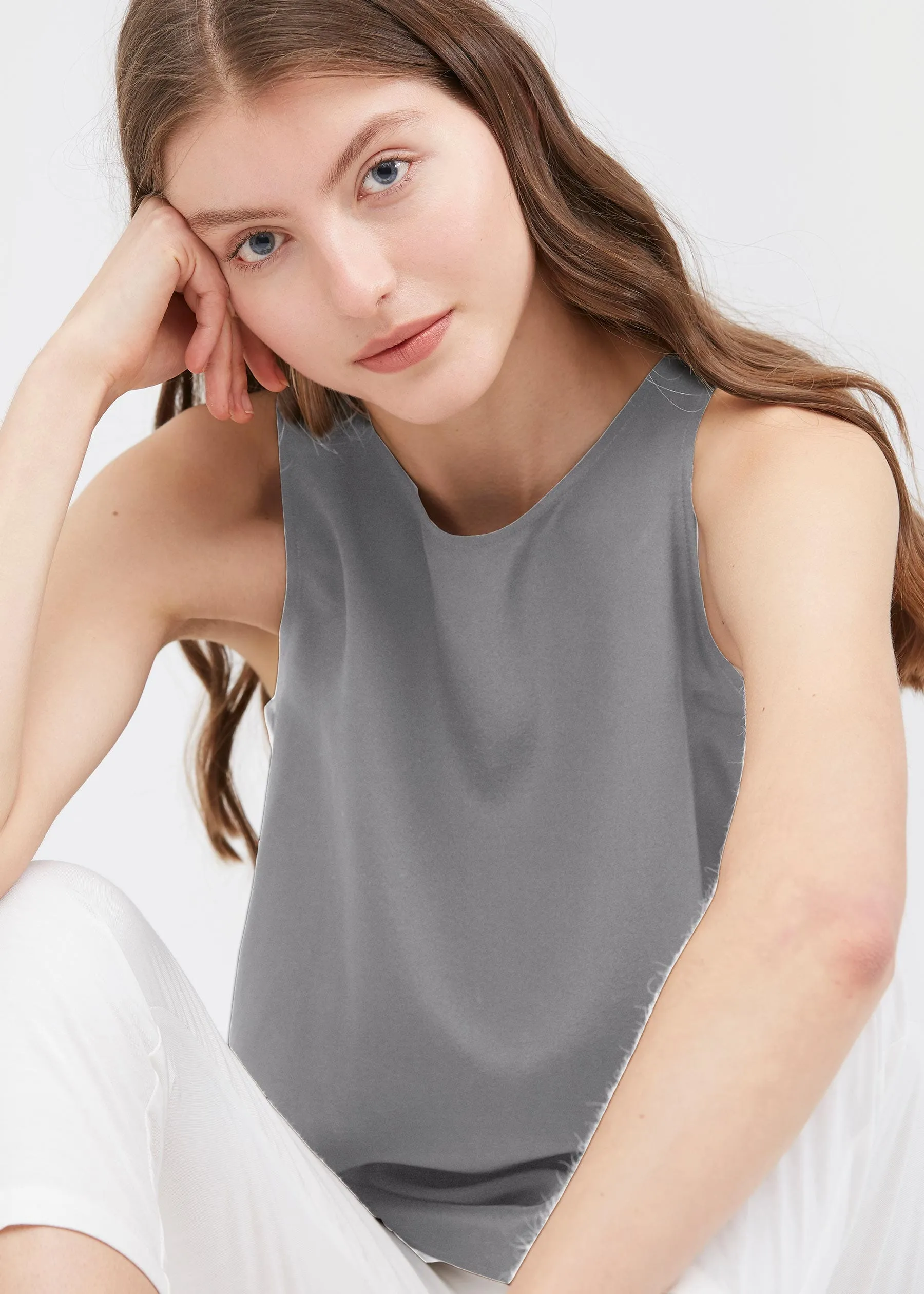 Round Neck Sleeveless Silk Camisole