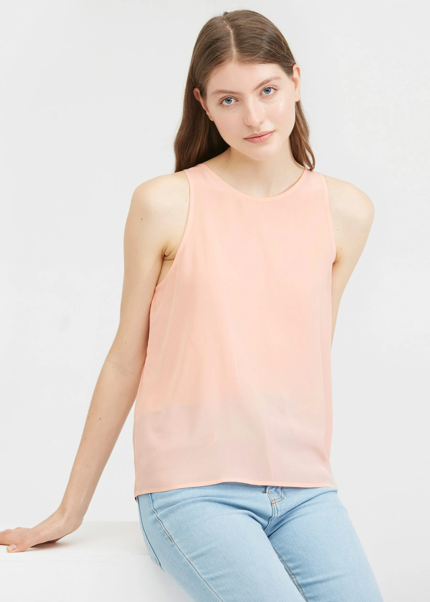 Round Neck Sleeveless Silk Camisole