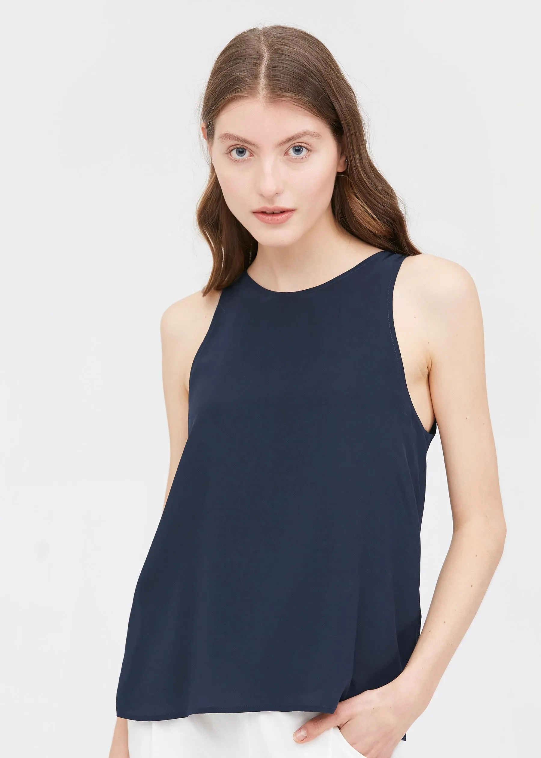 Round Neck Sleeveless Silk Camisole