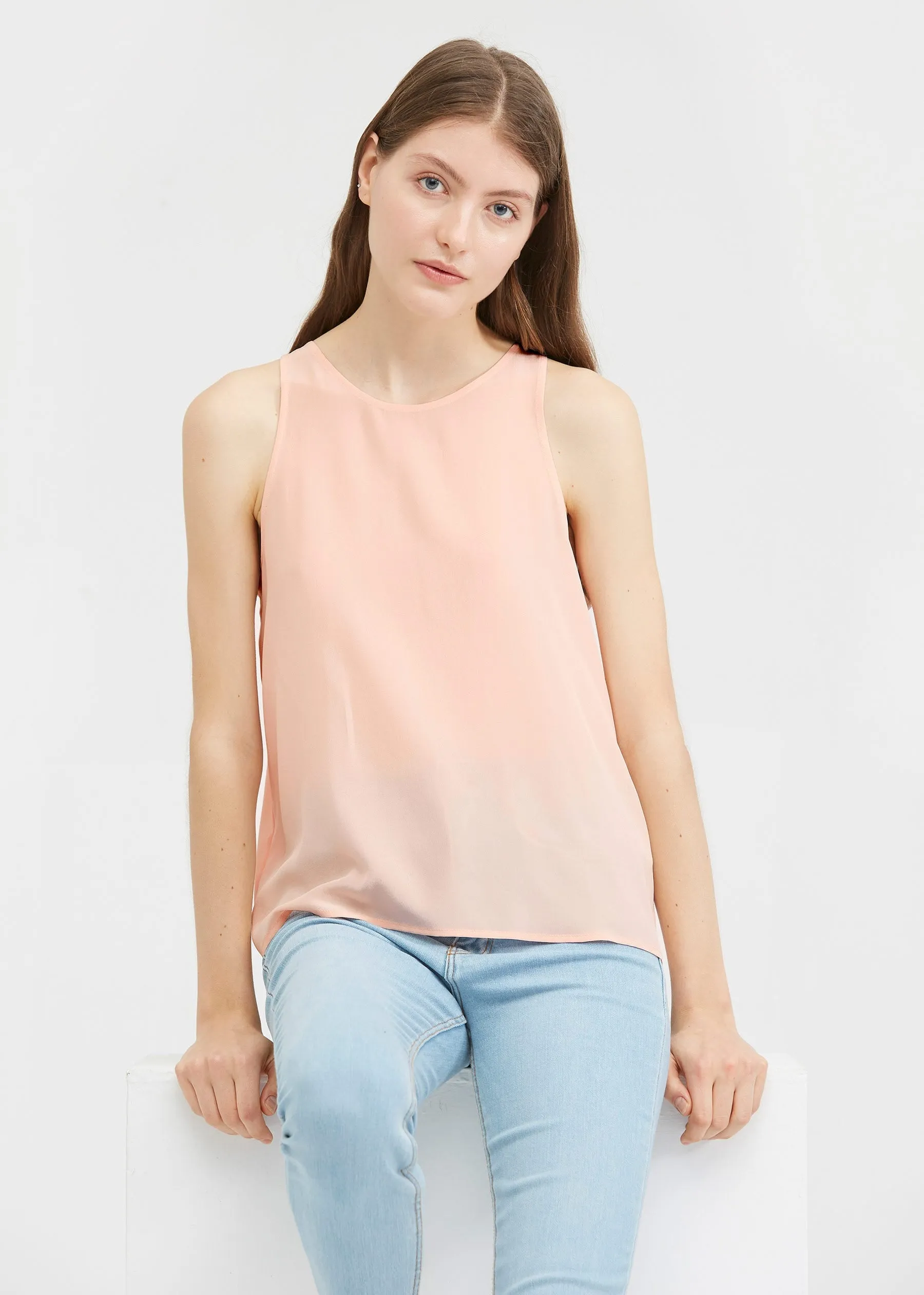 Round Neck Sleeveless Silk Camisole