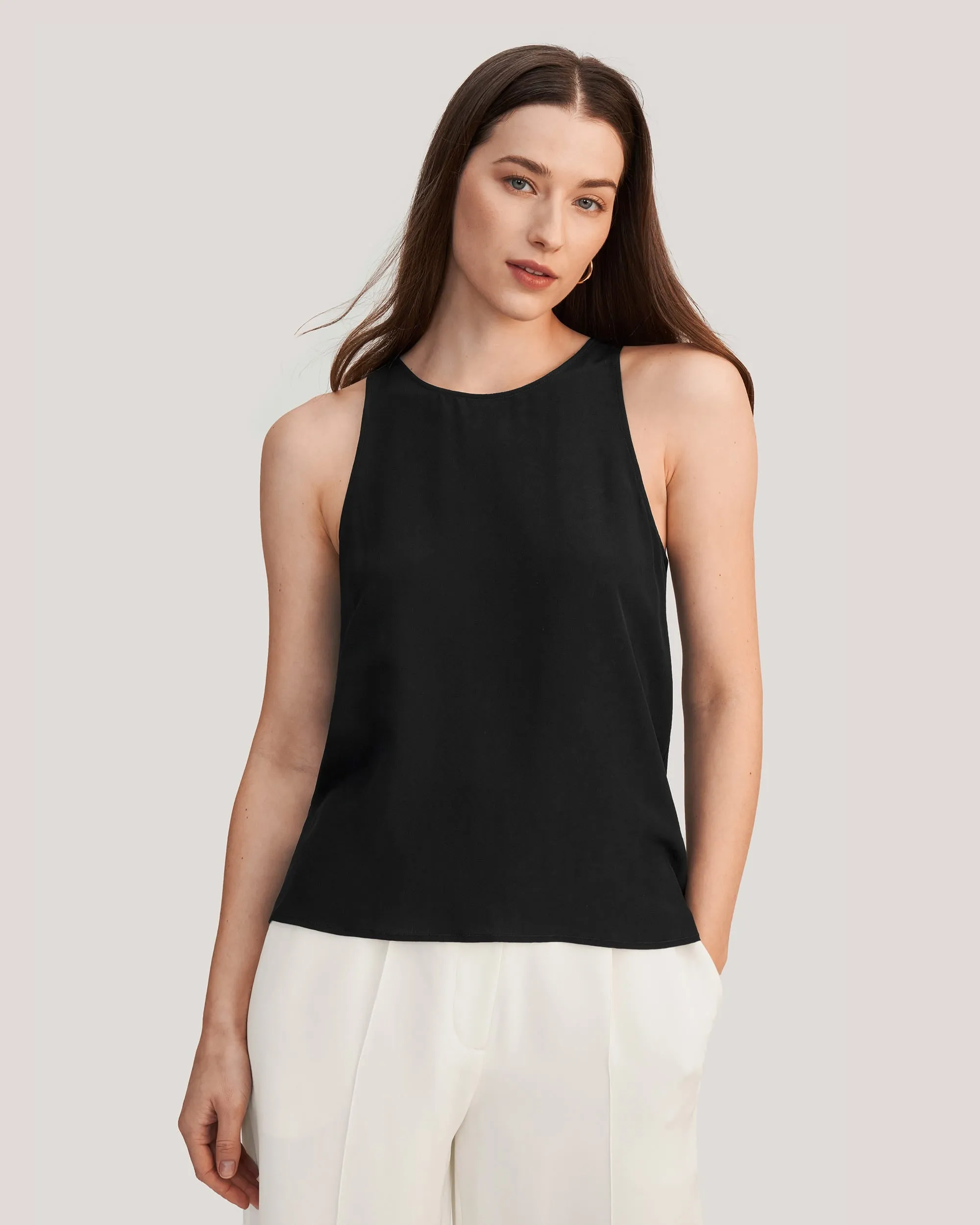 Round Neck Sleeveless Silk Camisole