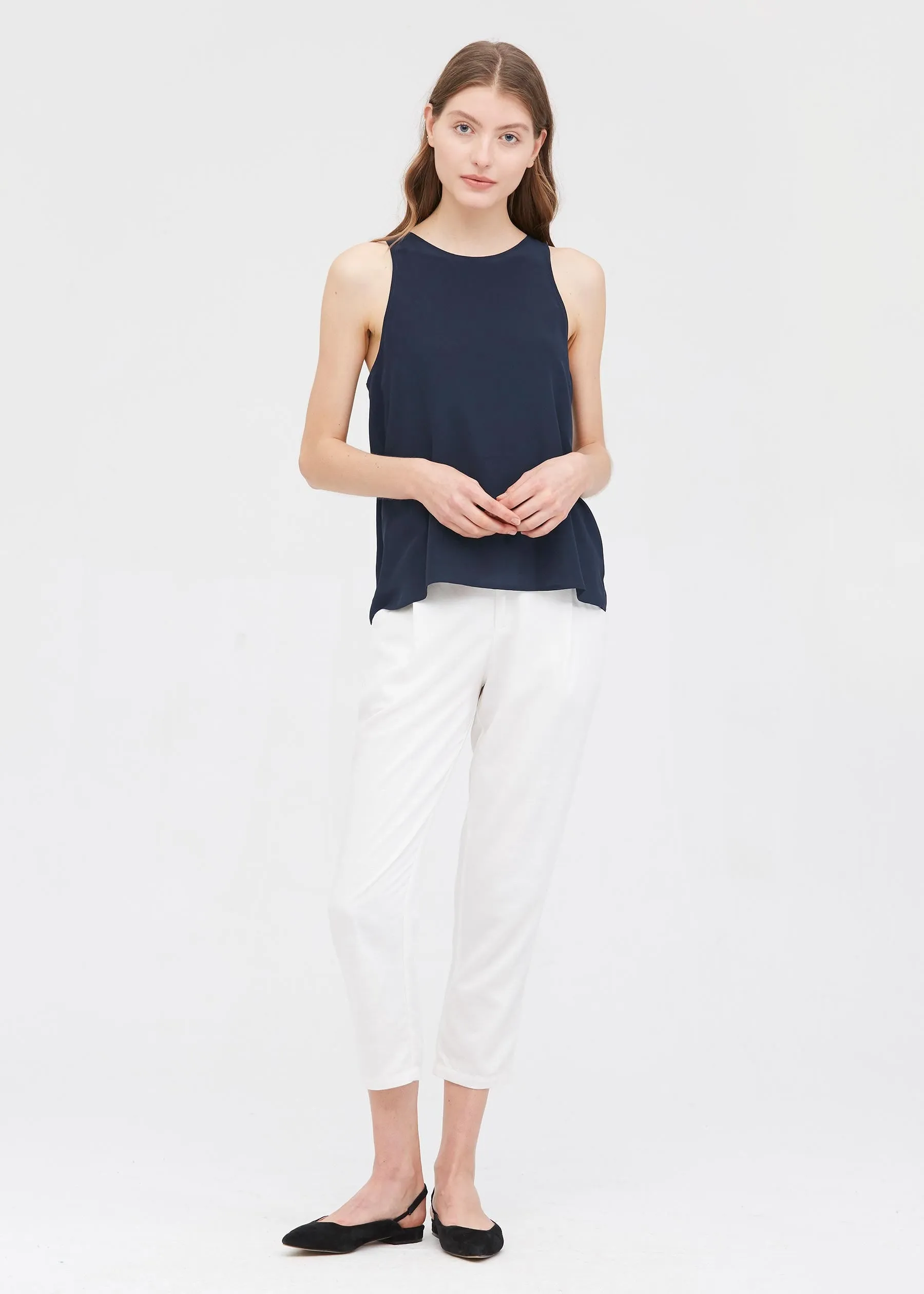 Round Neck Sleeveless Silk Camisole