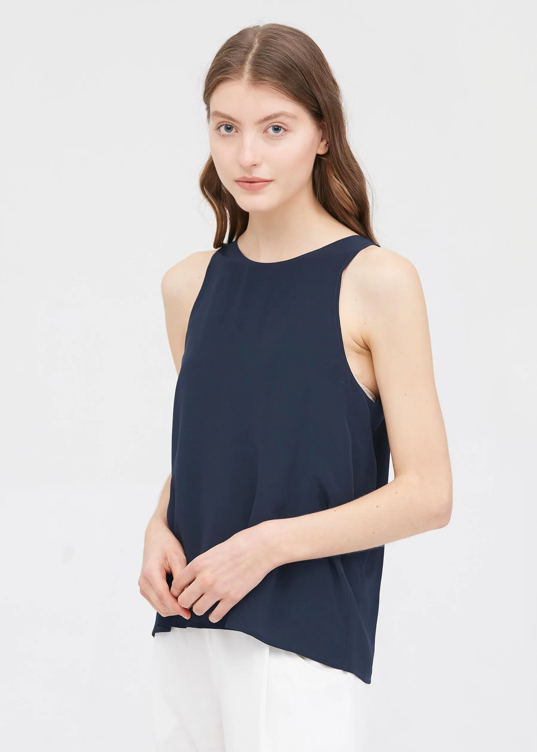 Round Neck Sleeveless Silk Camisole