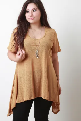 Sharkbite Scooped Neck Short Sleeves Tunic Top