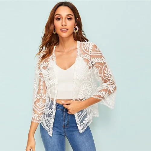 SHEIN Embroidered Longline Kimonos