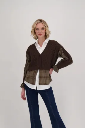 Shirt With Cable Knit Cardigan Topper