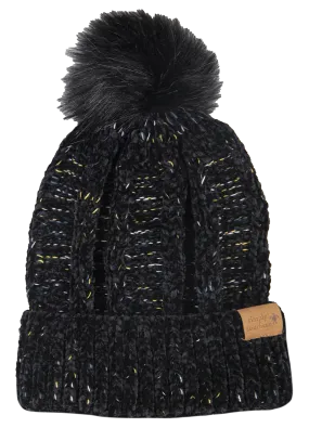 Simply Southern black chenille pom pom beanie