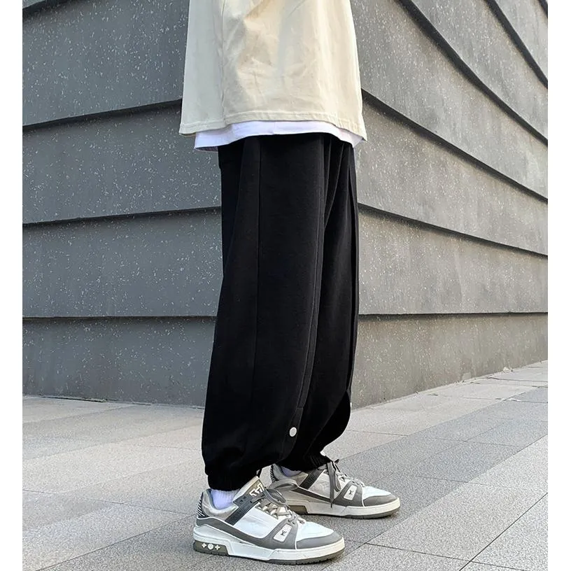 Slit Hem Knitted Tapered Loose Fit Sweatpant