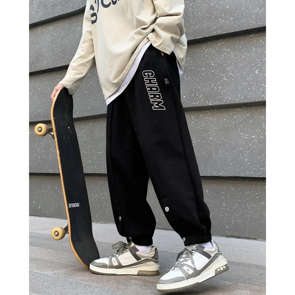 Slit Hem Knitted Tapered Loose Fit Sweatpant