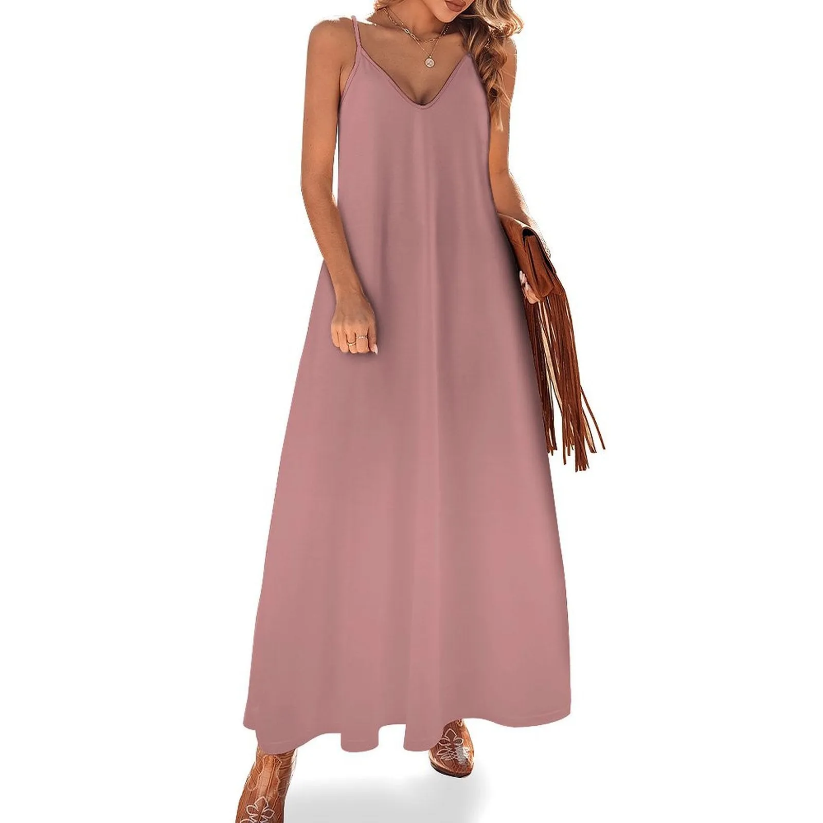 Spaghetti Strap Ankle-Length Dress Long dress Puce