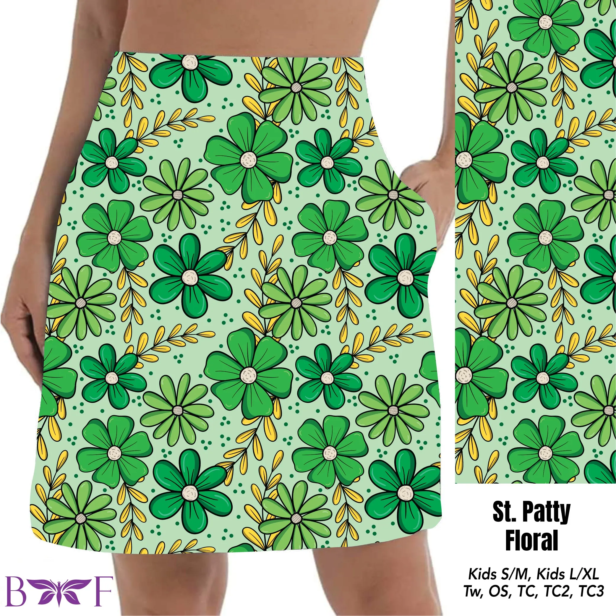 St Patty Floral Skort