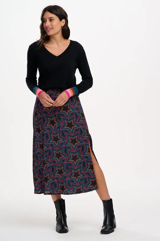 Sugarhill Brighton Black Rainbow Star Explosion Rosalind Skirt