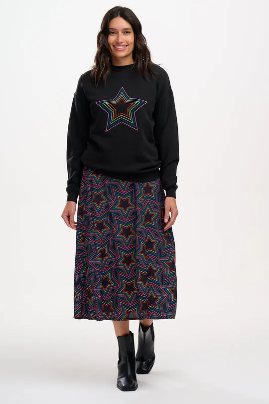 Sugarhill Brighton Black Rainbow Star Explosion Rosalind Skirt