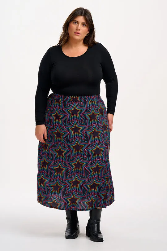 Sugarhill Brighton Black Rainbow Star Explosion Rosalind Skirt