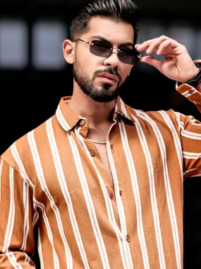 Terry Vertical Stripes Rust Shirt