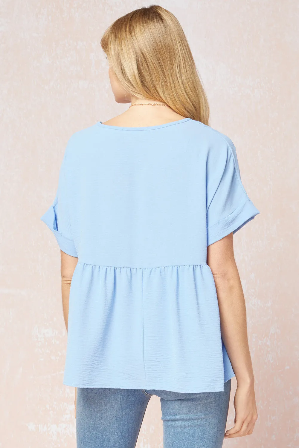 Textured Babydoll Top, Blue