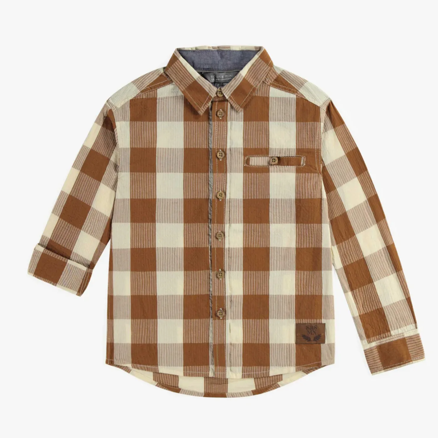 The Seersucker Button-Up - Brown Check - KIDS