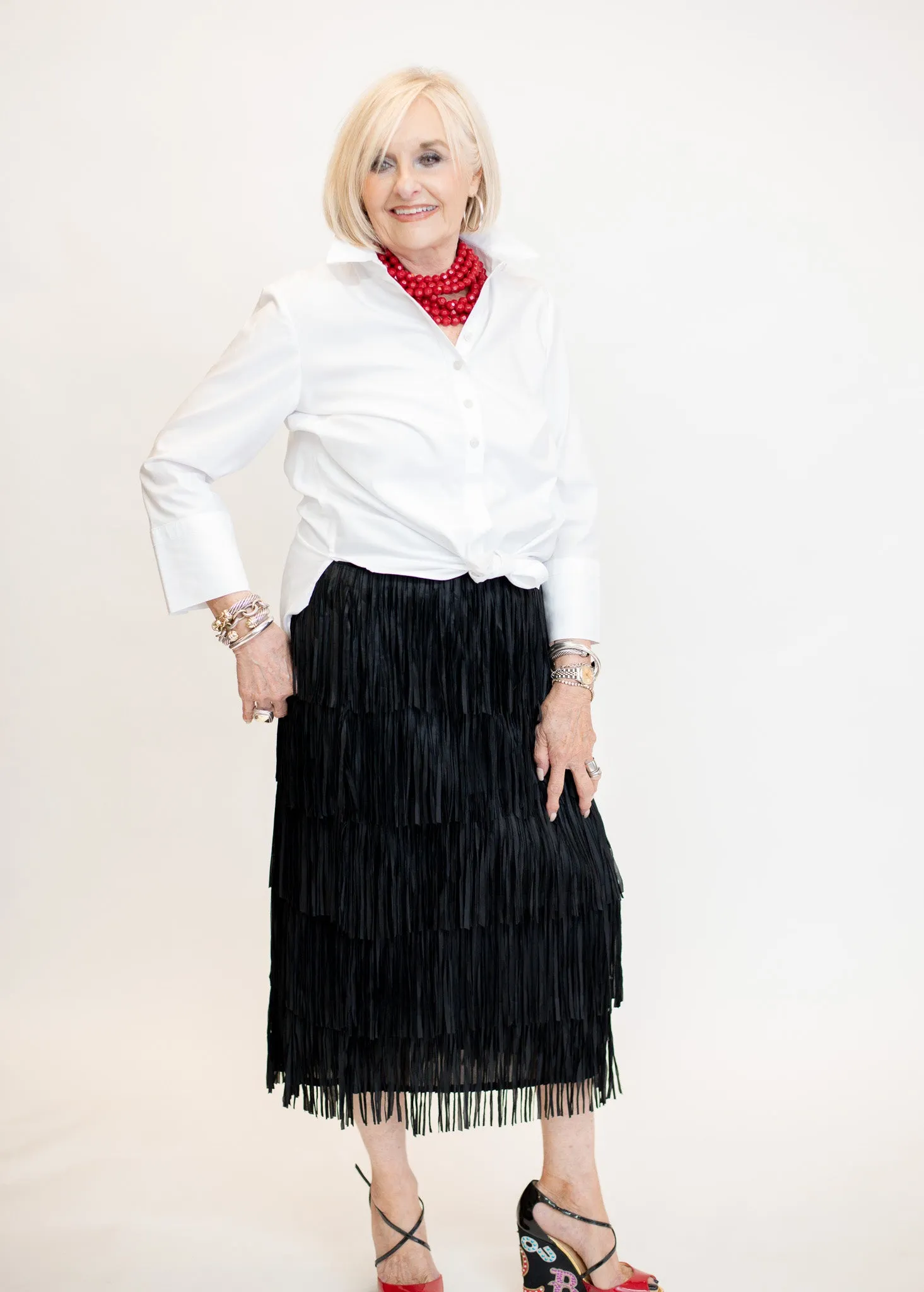 The Victory Fringe Skirt- Black