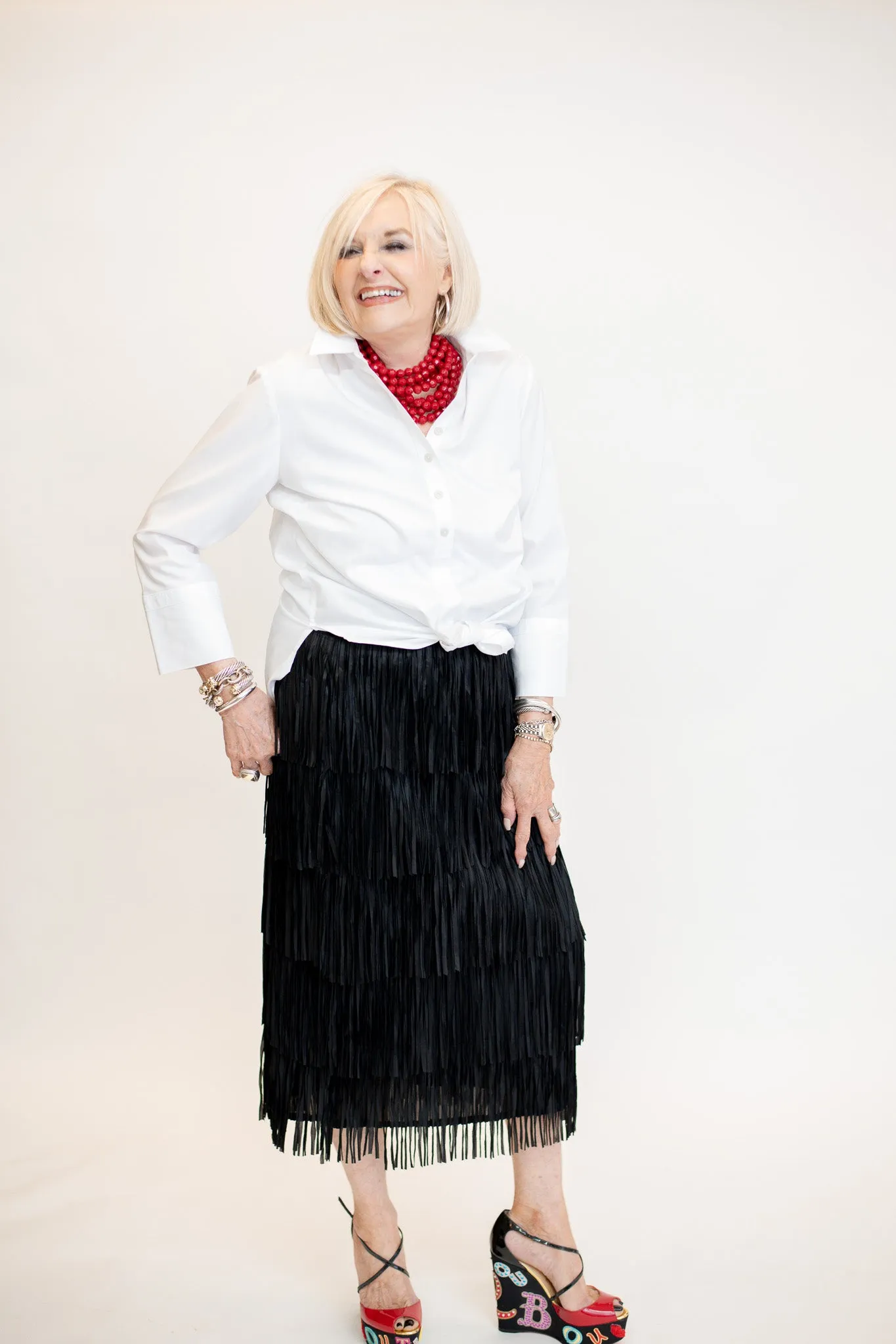 The Victory Fringe Skirt- Black