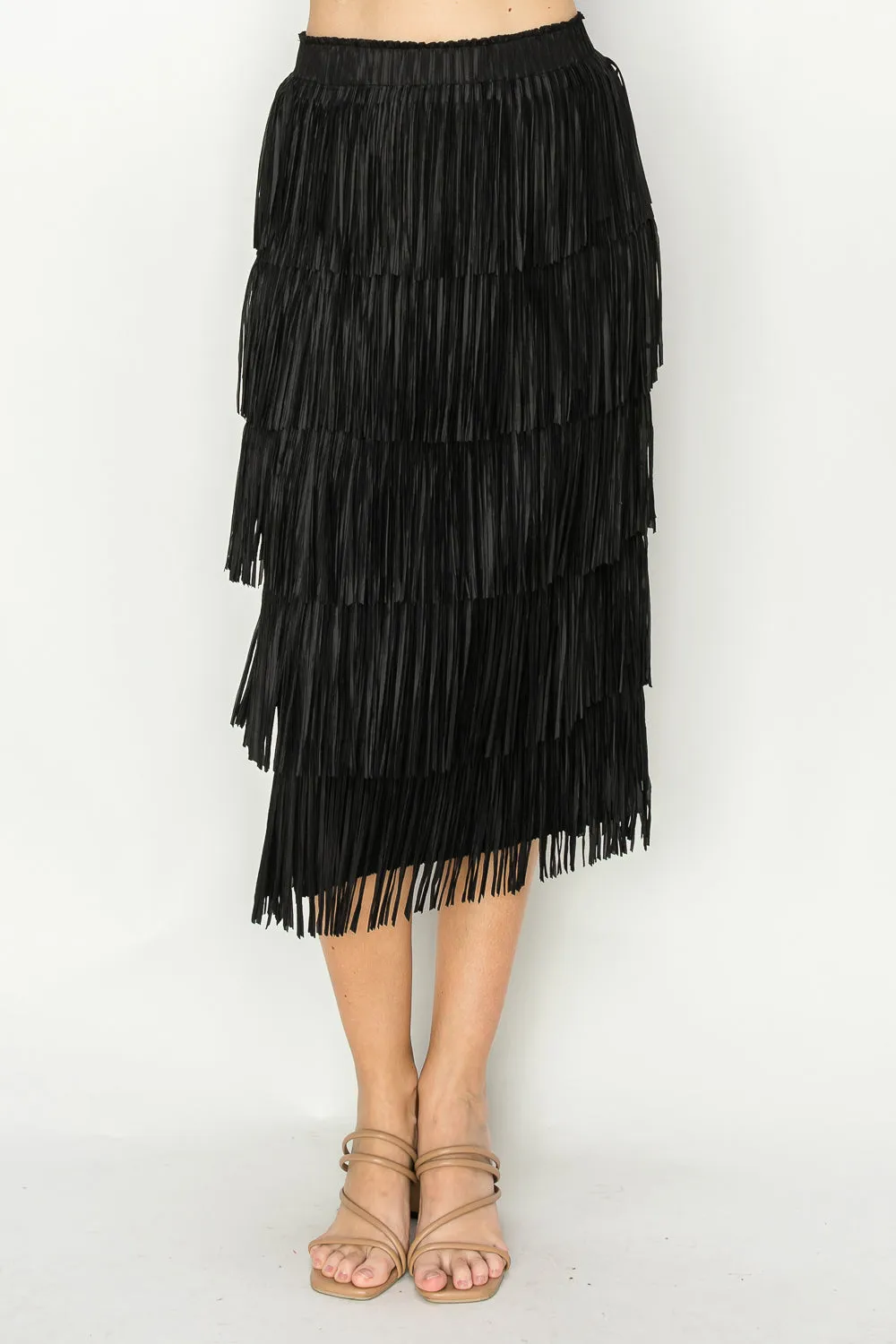 The Victory Fringe Skirt- Black