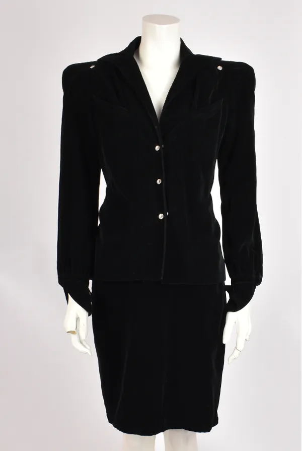 THIERRY MUGLER BLACK VELVET DIAMANTE SUIT